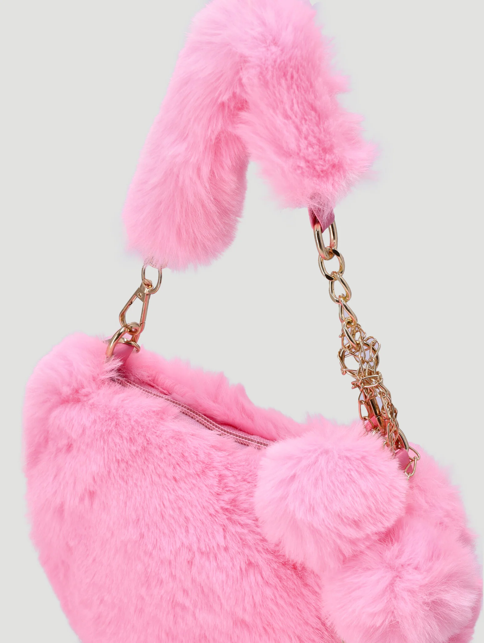 Pre-Girls Heart Fur Sling Bag - Pink - Image 2