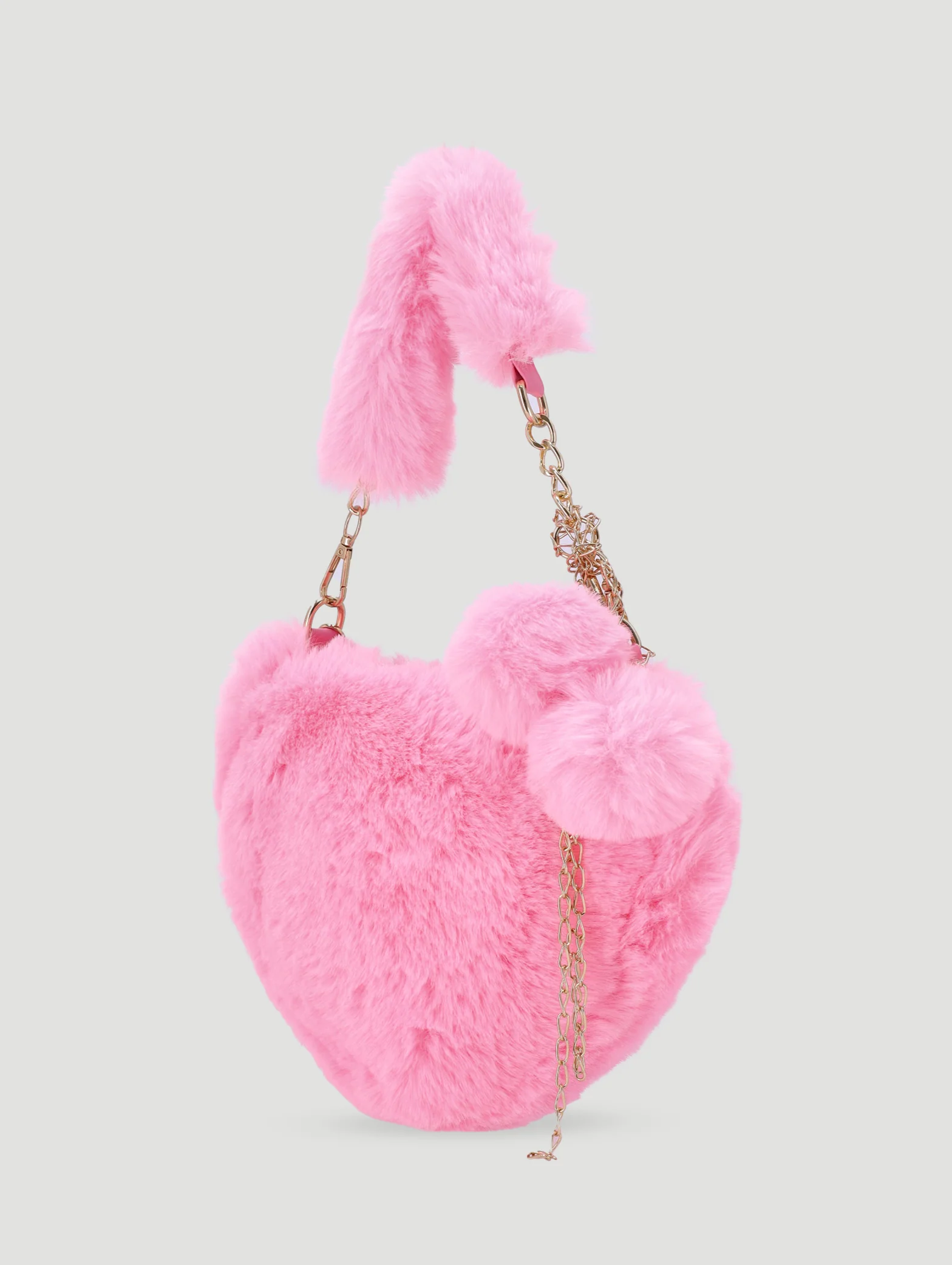 Pre-Girls Heart Fur Sling Bag - Pink - Image 3