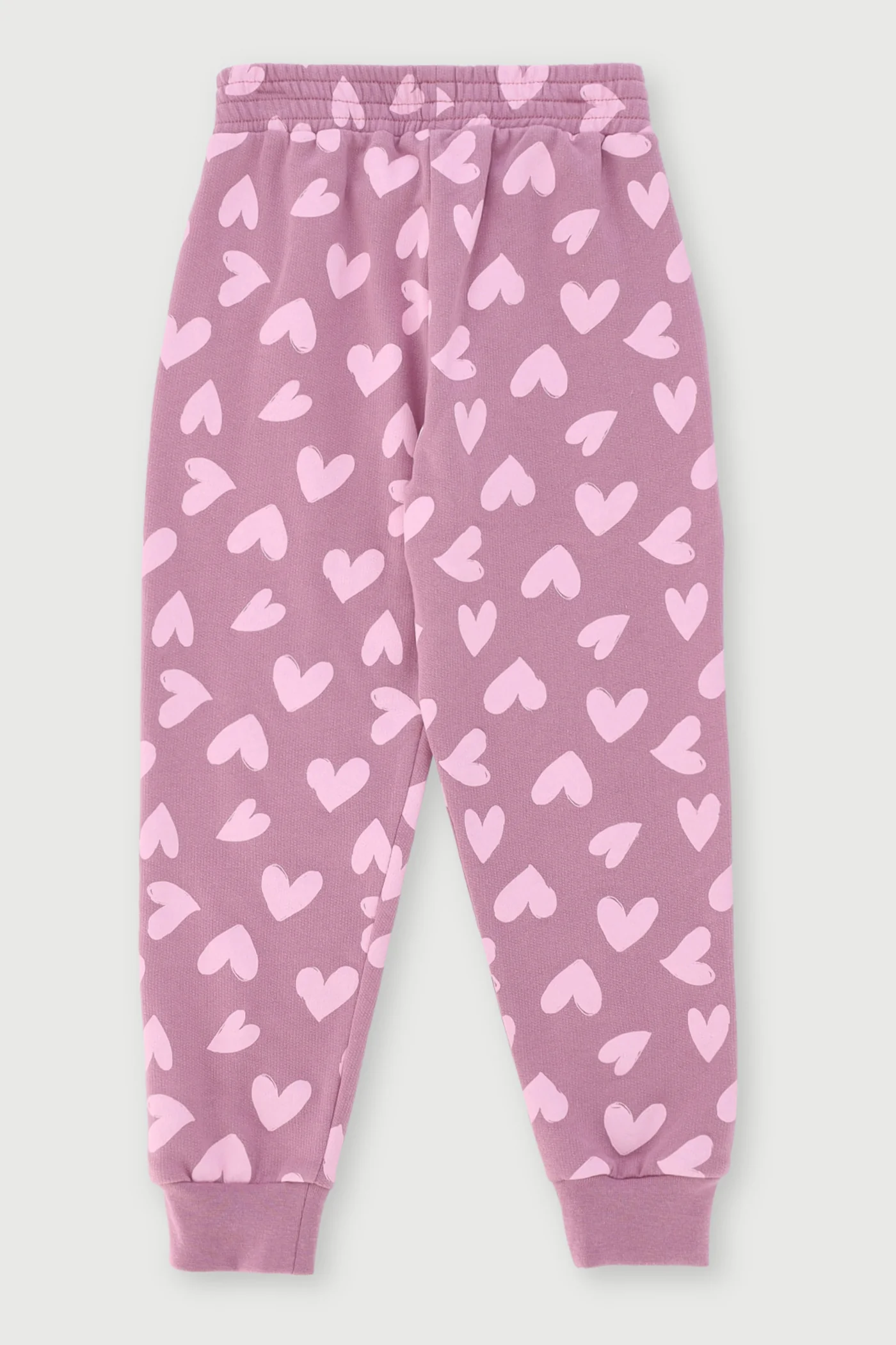 Pre-Girls Heart Print Fleece Jogger - Mauve - Image 2