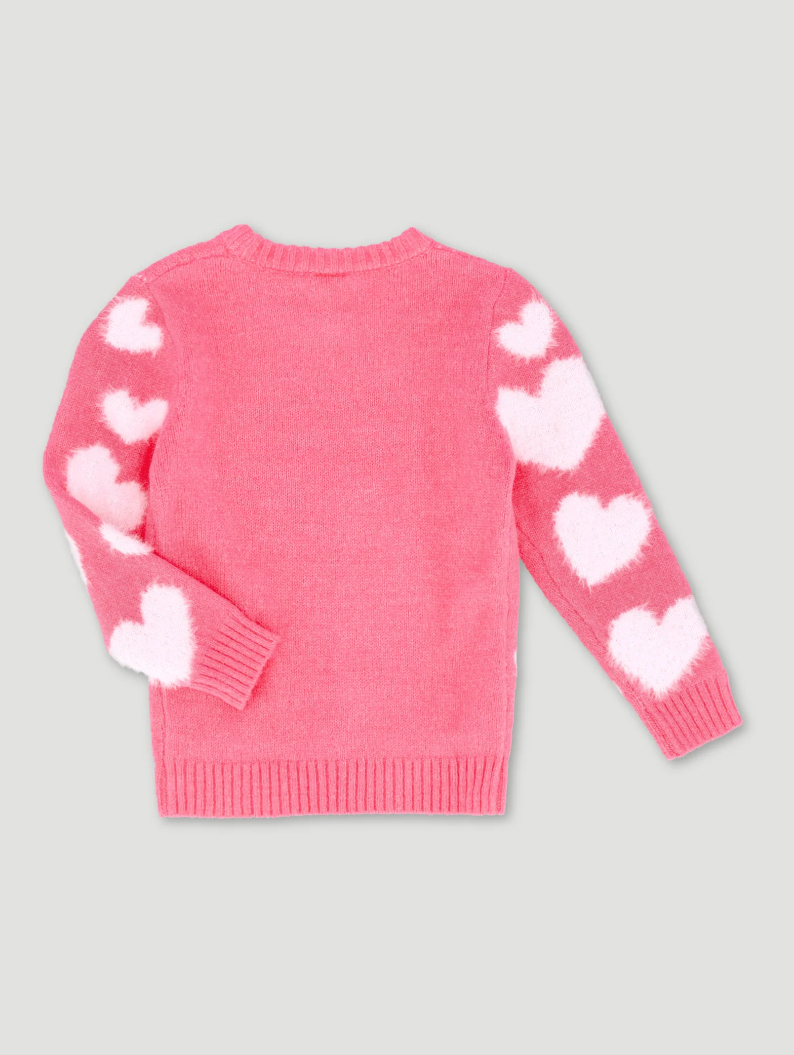 Pre-Girls Heart Print Pullover - Mid Pink - Image 2