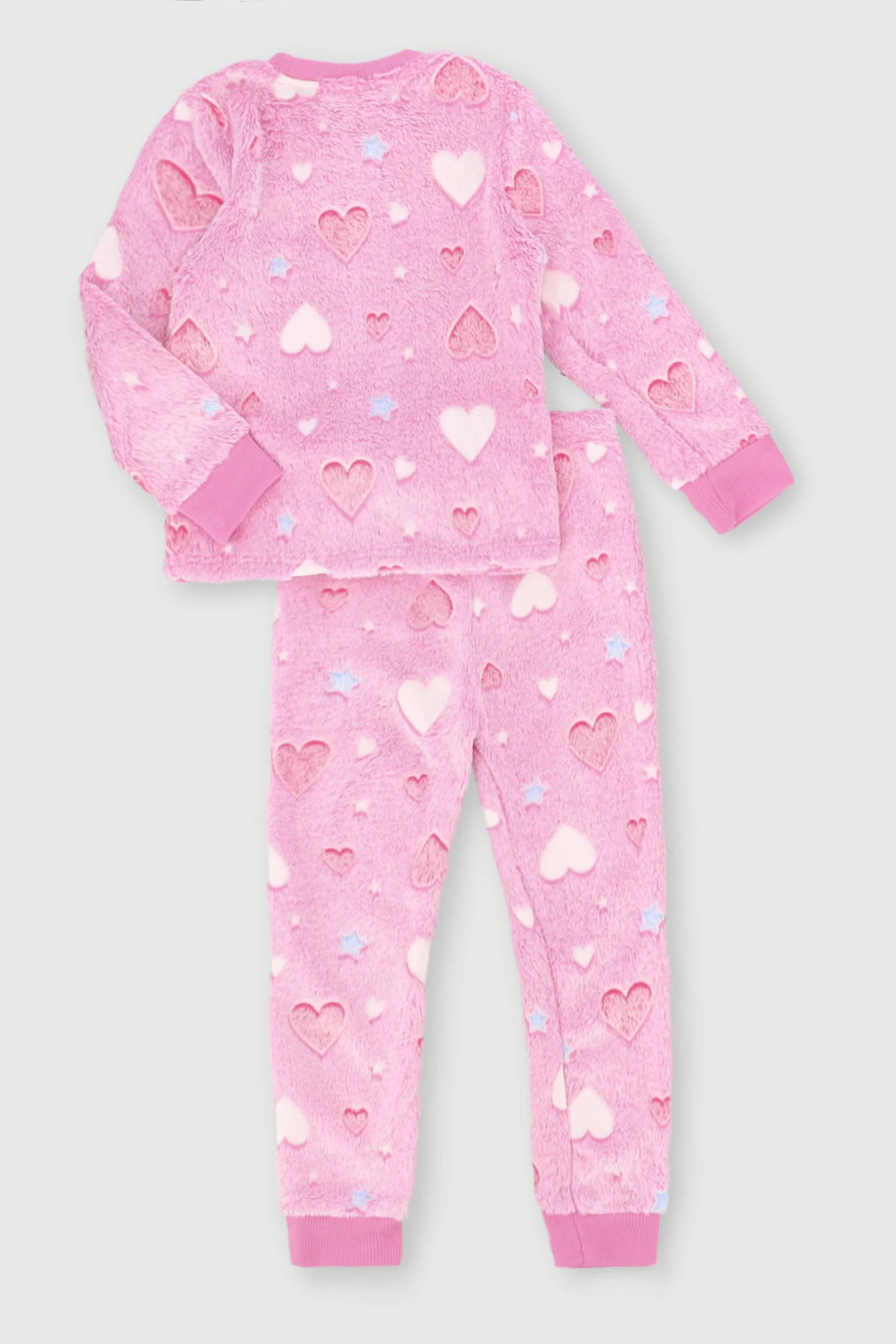 Pre-Girls Hearts & Stars Glow In The Dark Sleep Set - Pink - Image 2