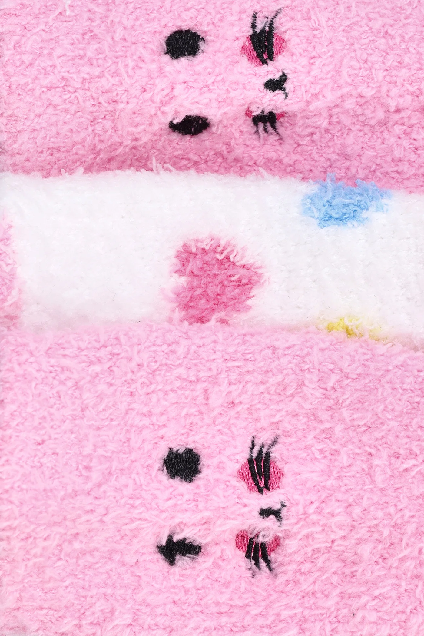 Pre-Girls Hearts Stripes 3D Fluffy Socks - Pink - Image 2