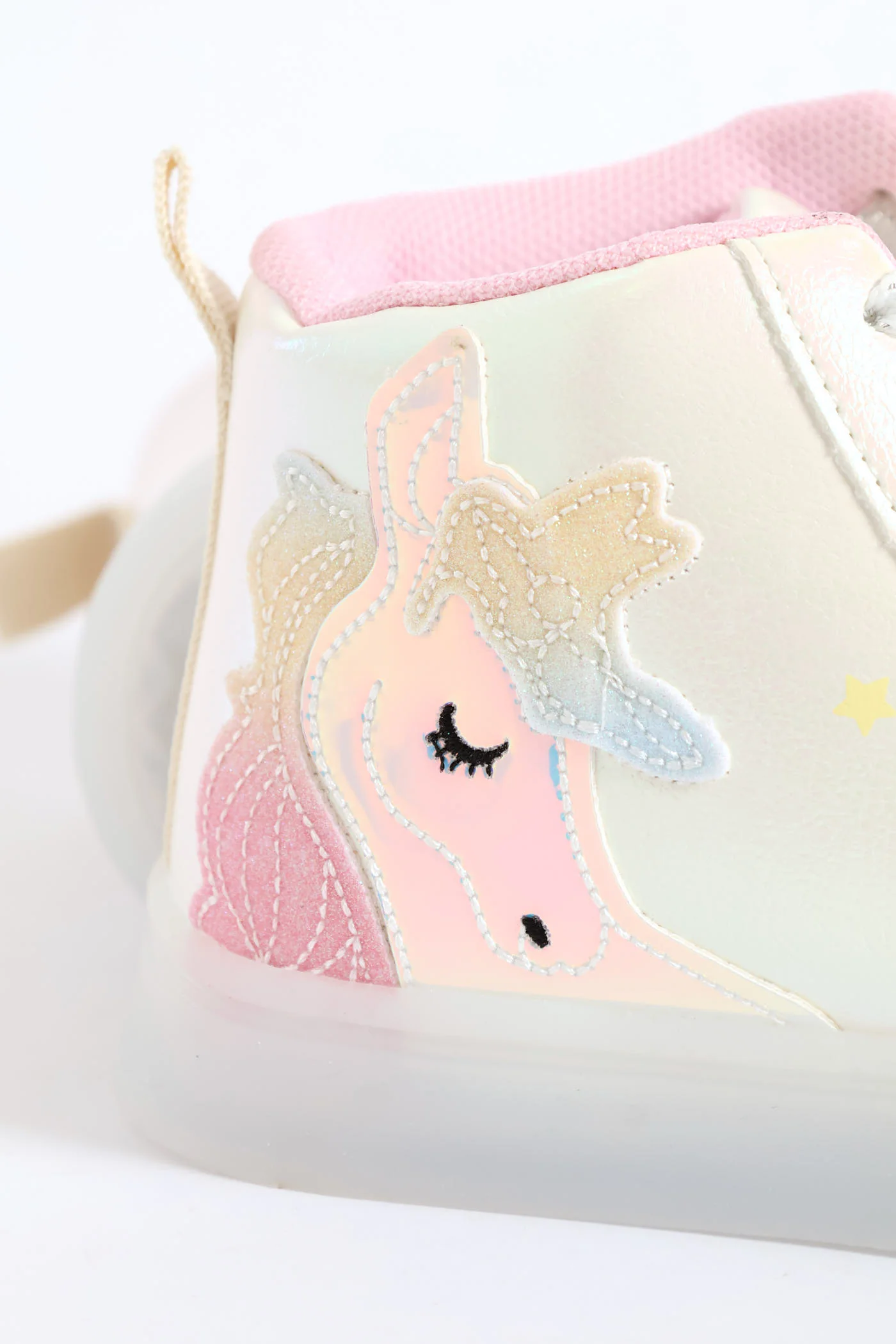Pre-Girls Holo Light Up Unicorn Hitop Sneaker - White - Image 2
