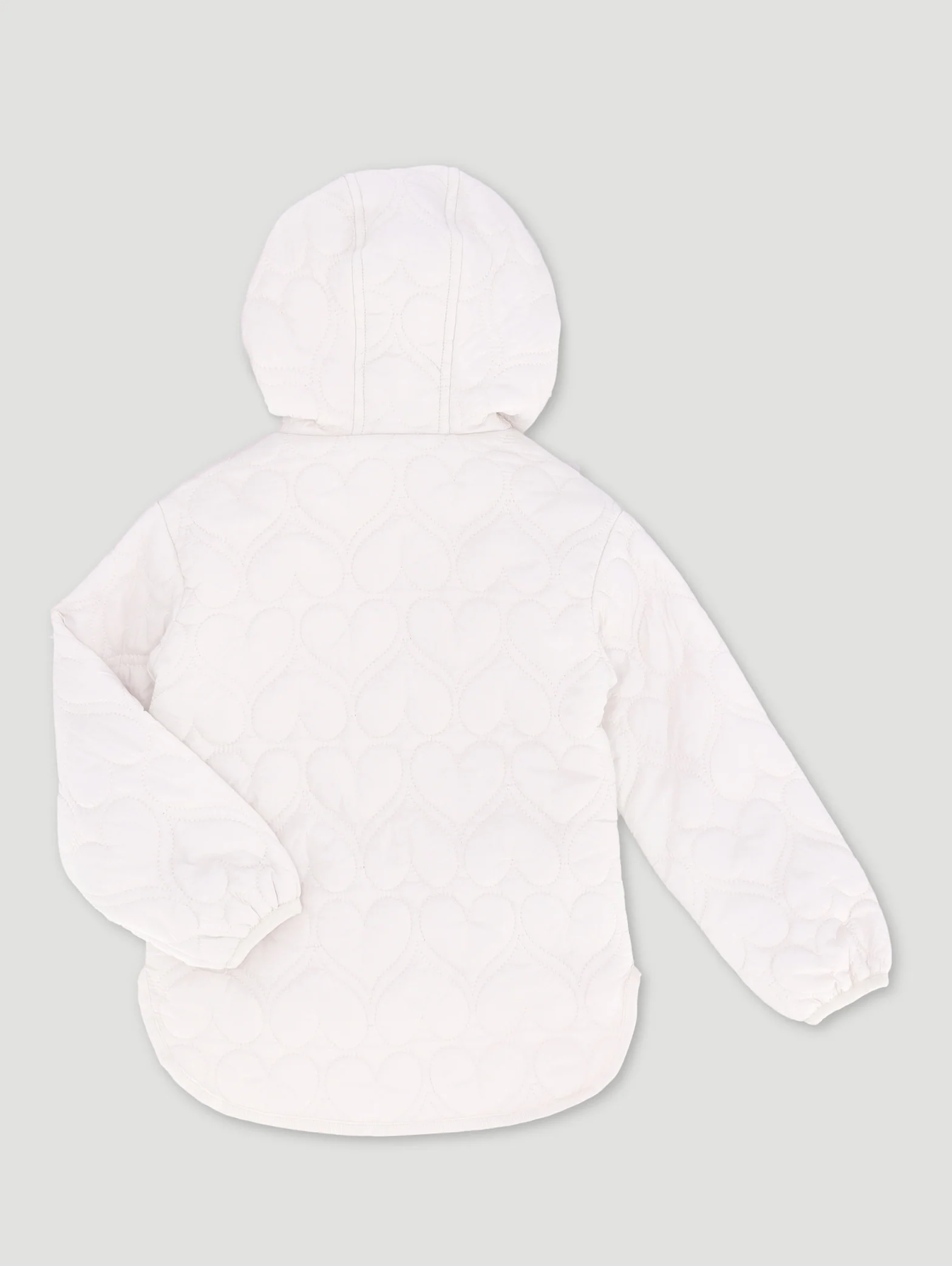Pre-Girls Hooded Heart Quilted Puffer - Cream - Image 2