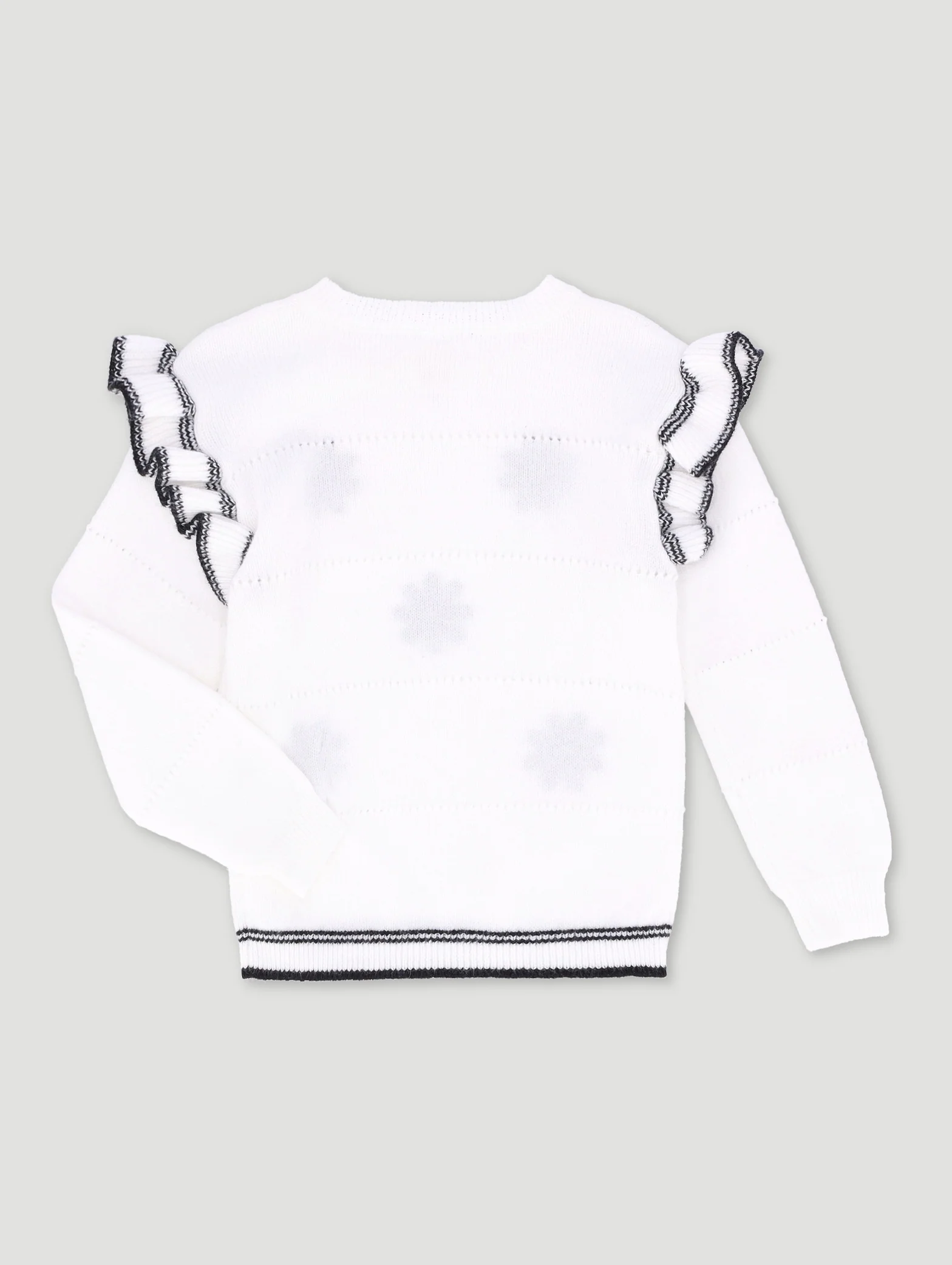 Pre-Girls Jersey With Frill Shoulder Detail - White - Image 2