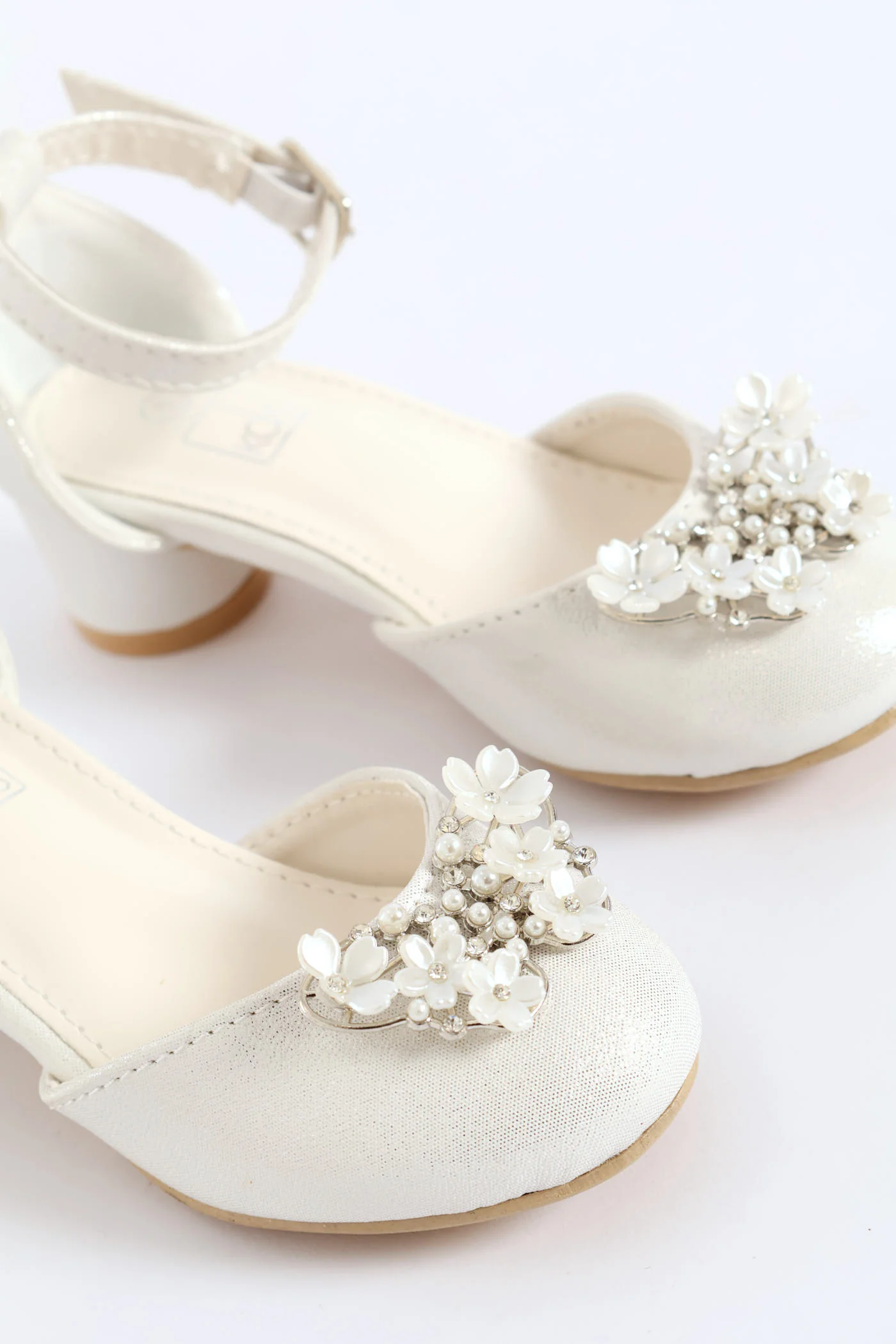 Pre-Girls Jewel Trim Heeled Shoe - White - Image 2