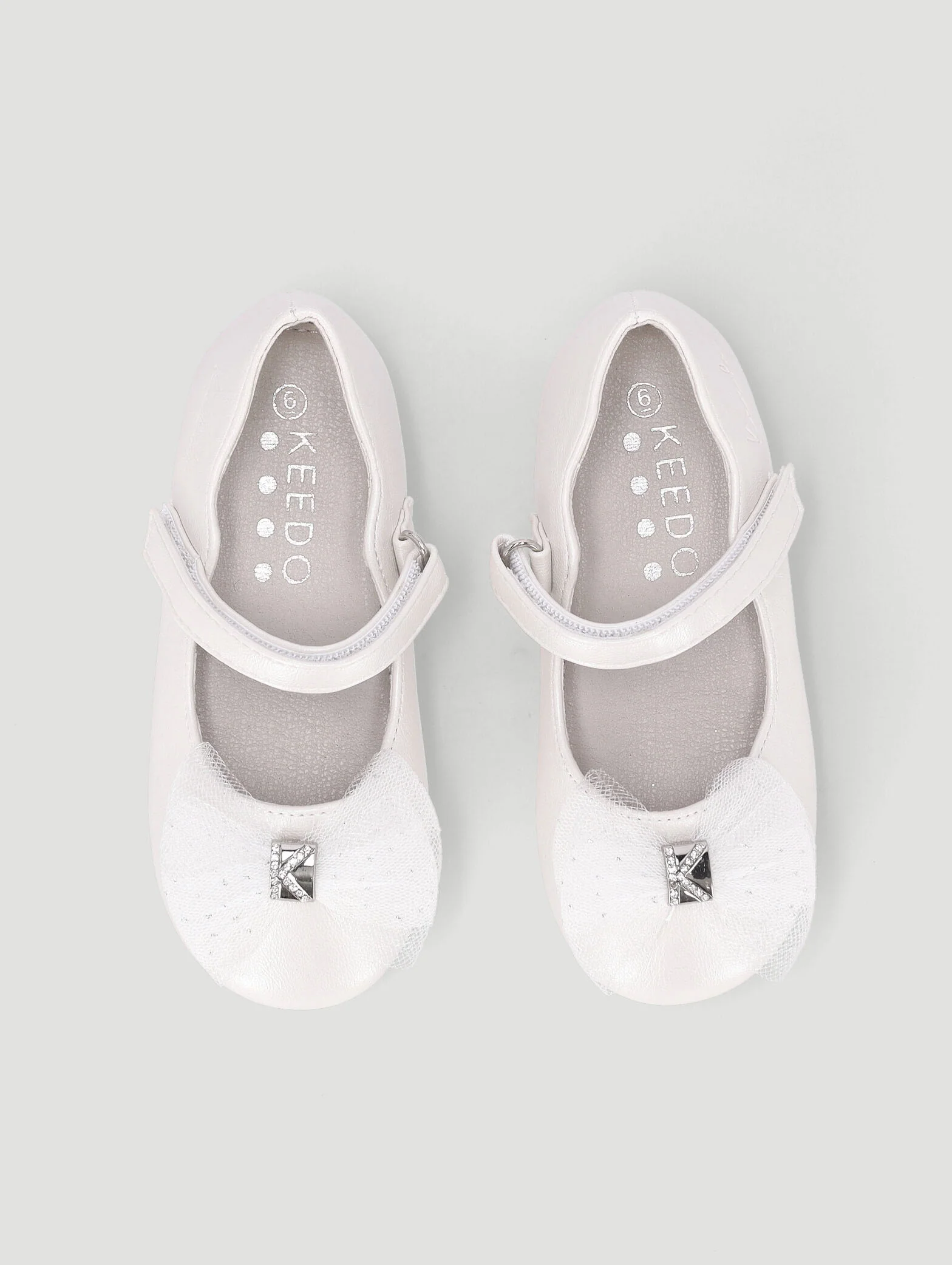 Pre-Girls Keedo Girls Shimmer Bow Pump - Cream - Image 4
