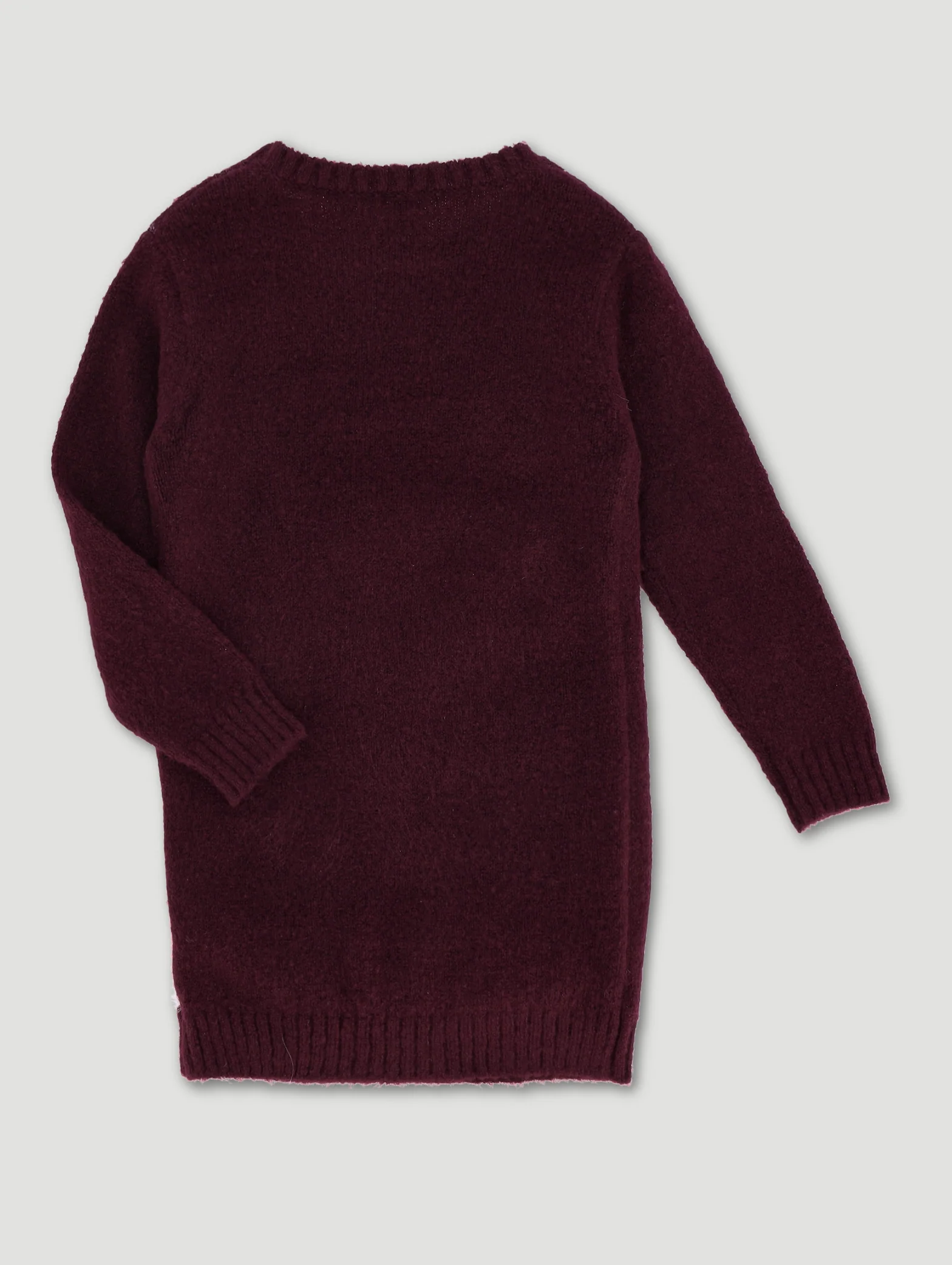 Pre-Girls Knitted Unicorn Dress - Burgundy - Image 2