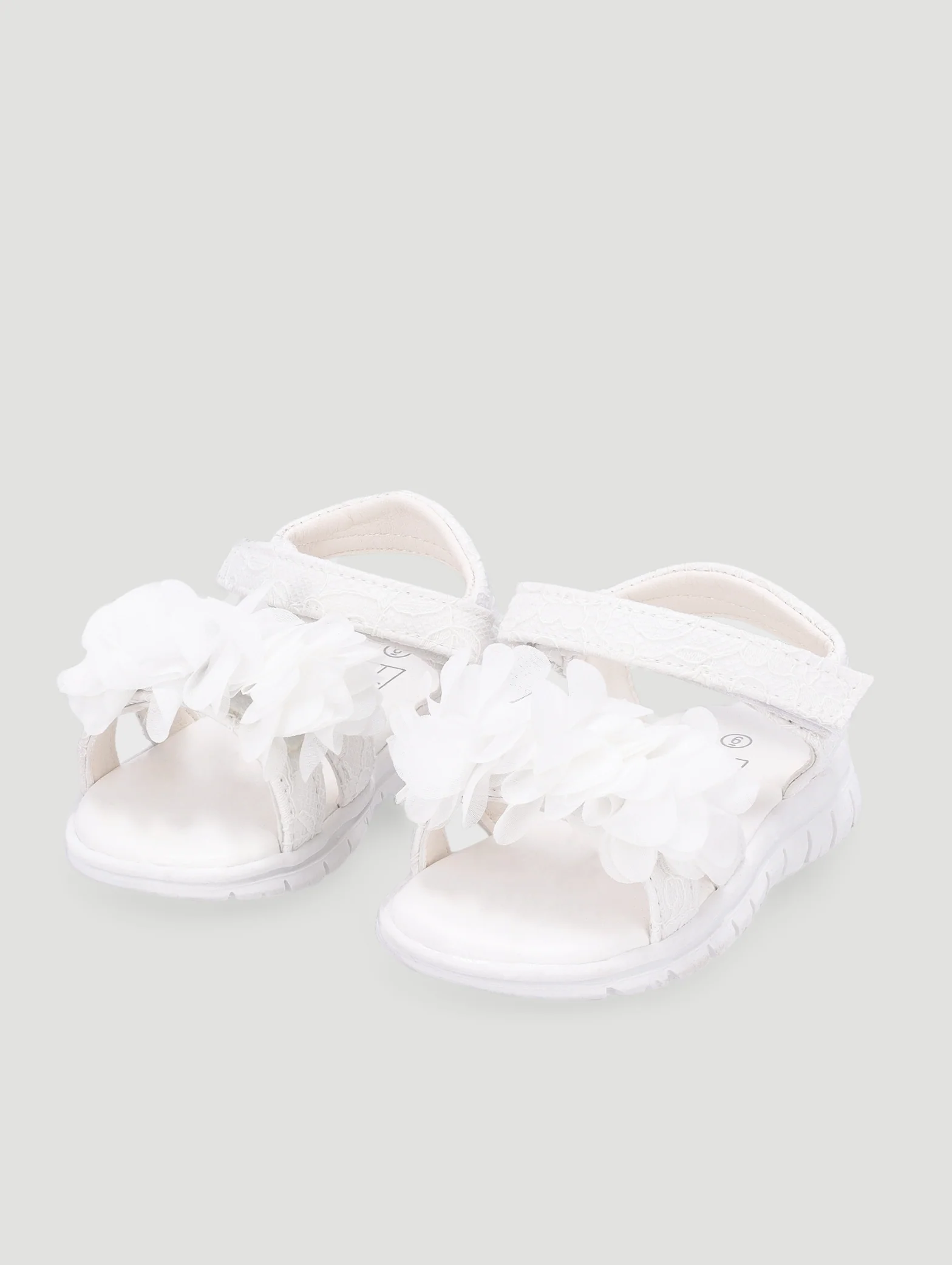 Pre-Girls Lace Comfort Sandal - White - Image 2