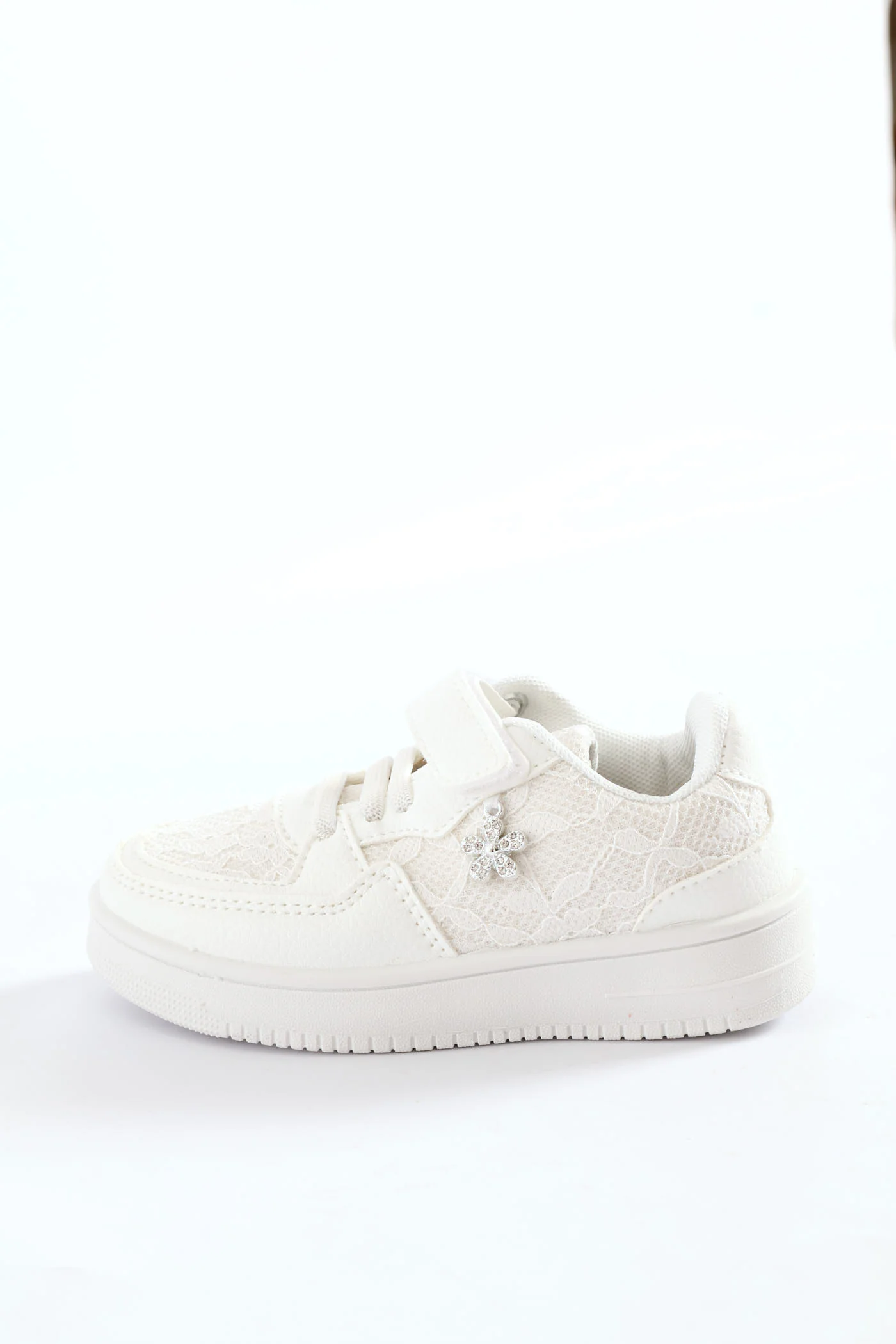 Pre-Girls Lace Court Sneaker - White - Image 3