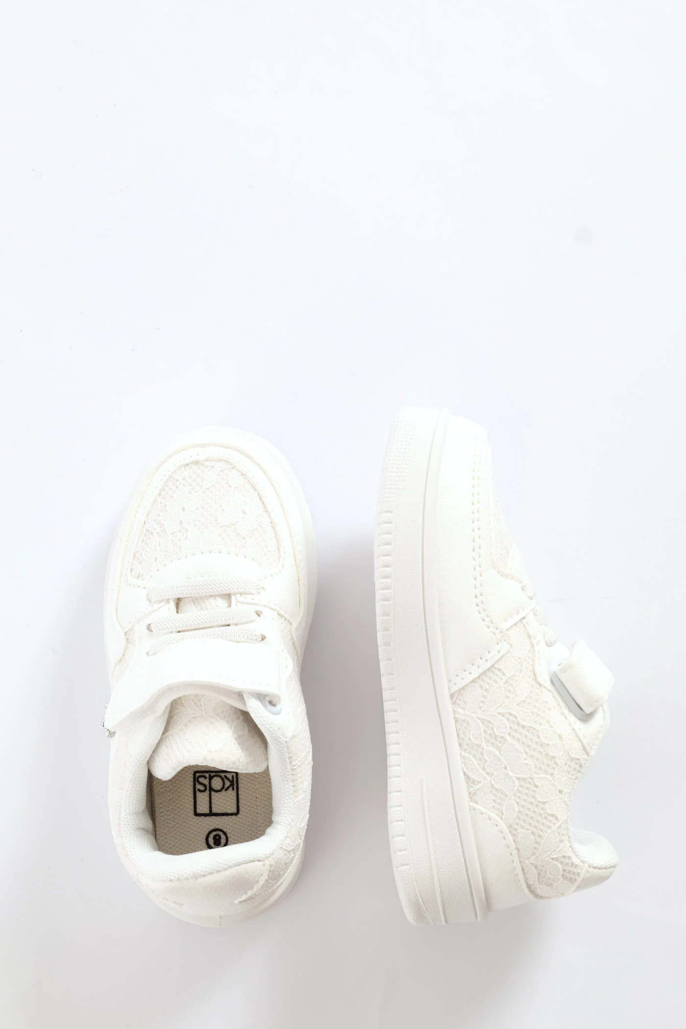 Pre-Girls Lace Court Sneaker - White - Image 5