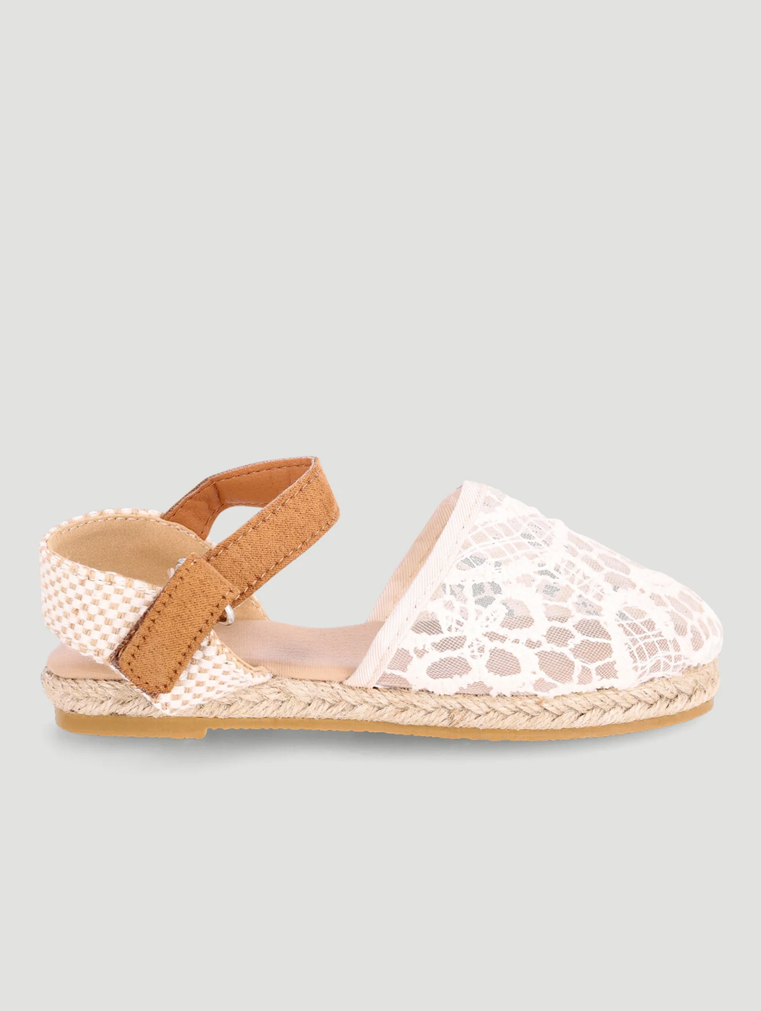 Pre-Girls Lace Espadrille Pump - Cream - Image 4