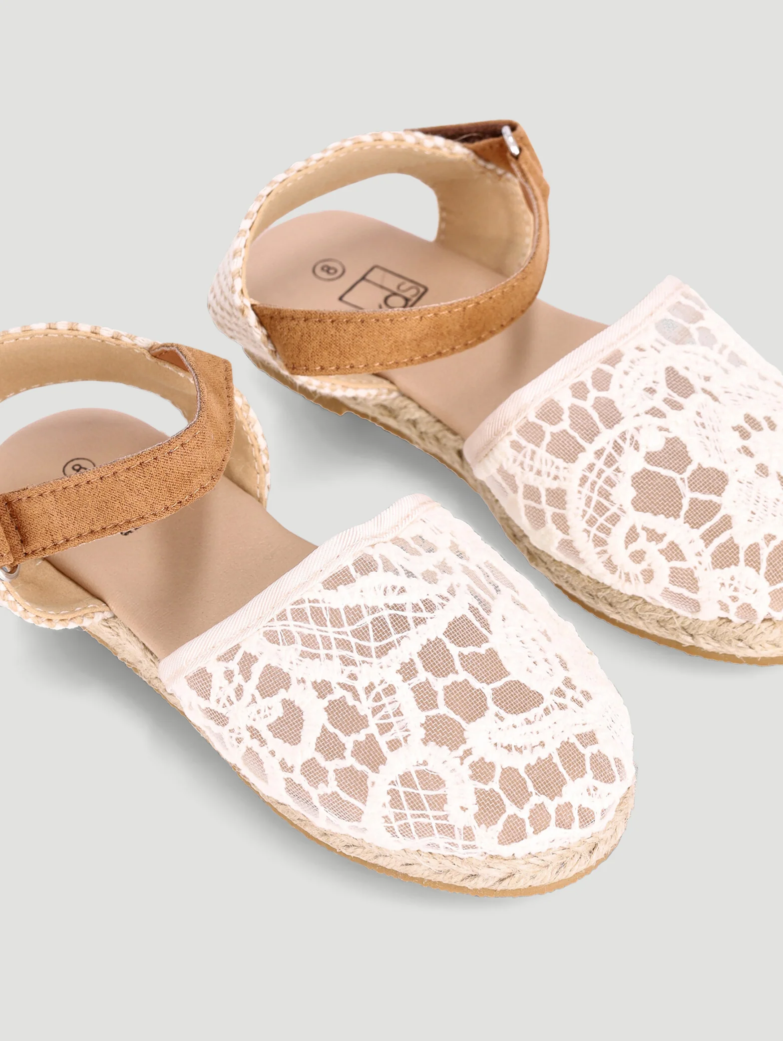 Pre-Girls Lace Espadrille Pump - Cream - Image 5