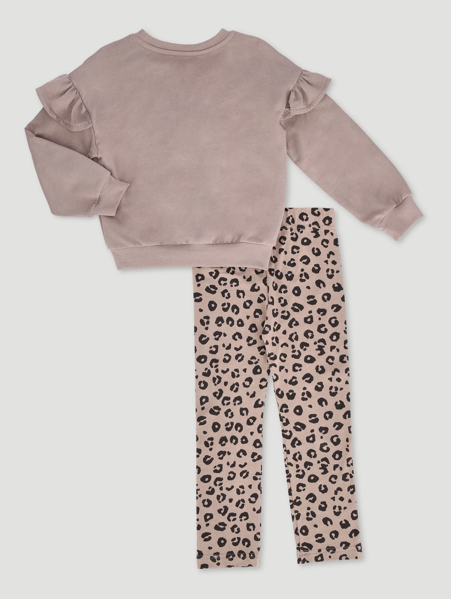 Pre - Girls Lace Tracktop & Animal Legging Set - Stone - Image 2
