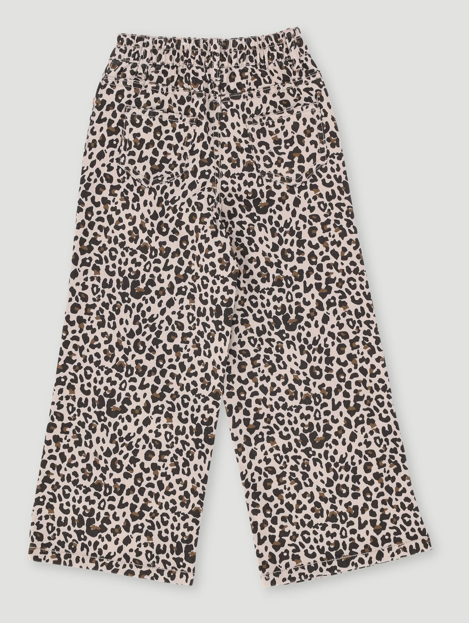 Pre-Girls Leapord Print Wideleg Denim - Stone - Image 2
