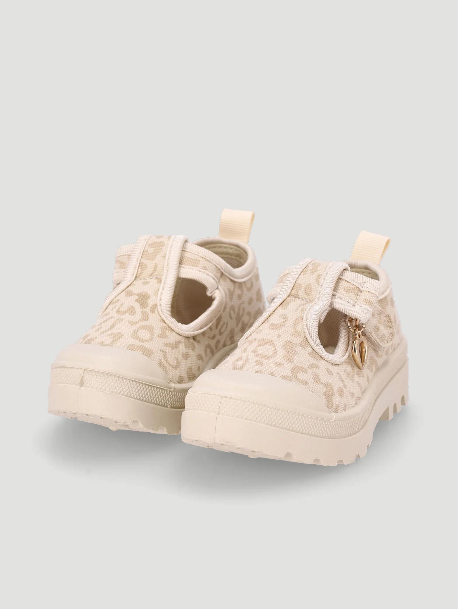 Pre-Girls Leopard T-Bar Pump - Cream - Image 2