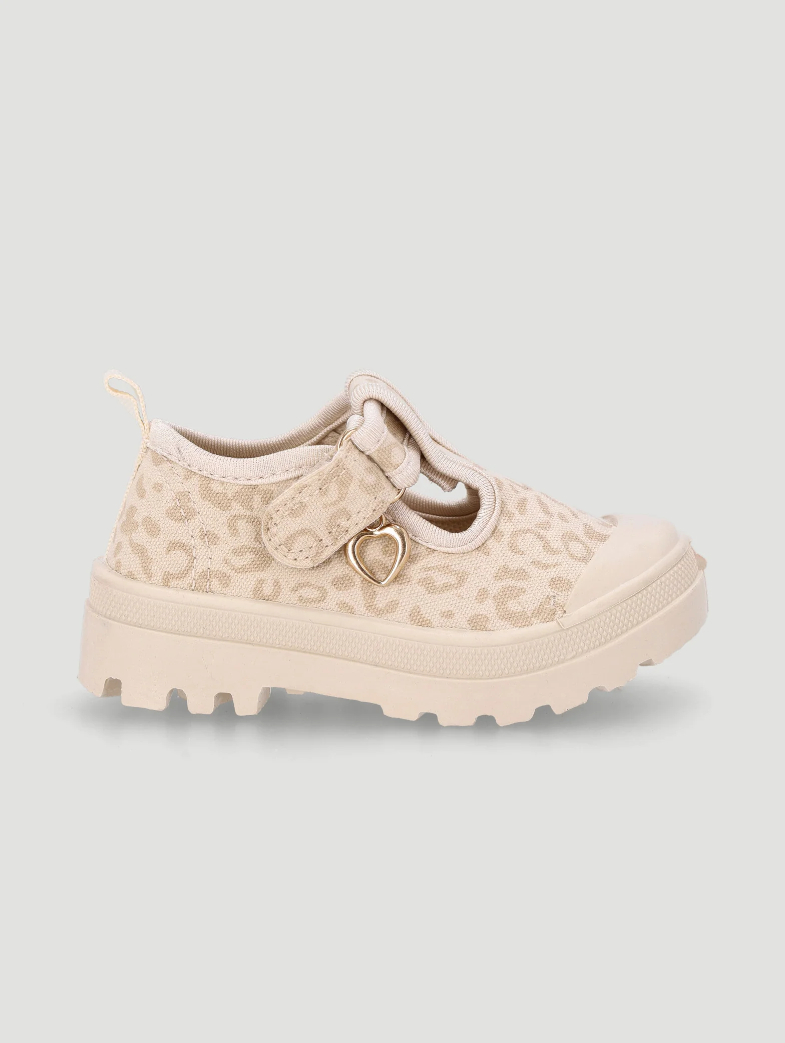 Pre-Girls Leopard T-Bar Pump - Cream - Image 3