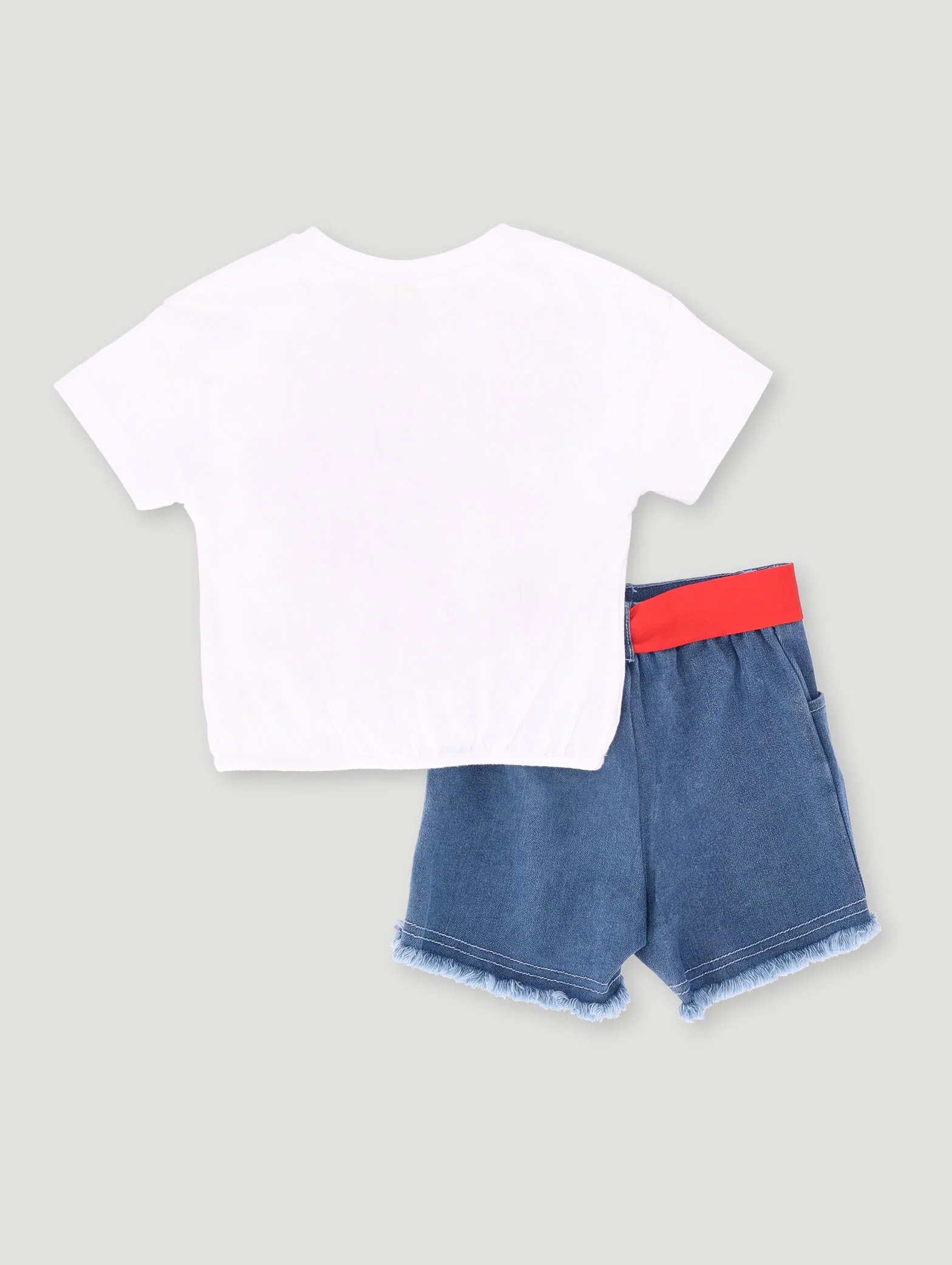 Pre-Girls Lilo & Stitch Tee And Paperbag Short Set - White - Image 2