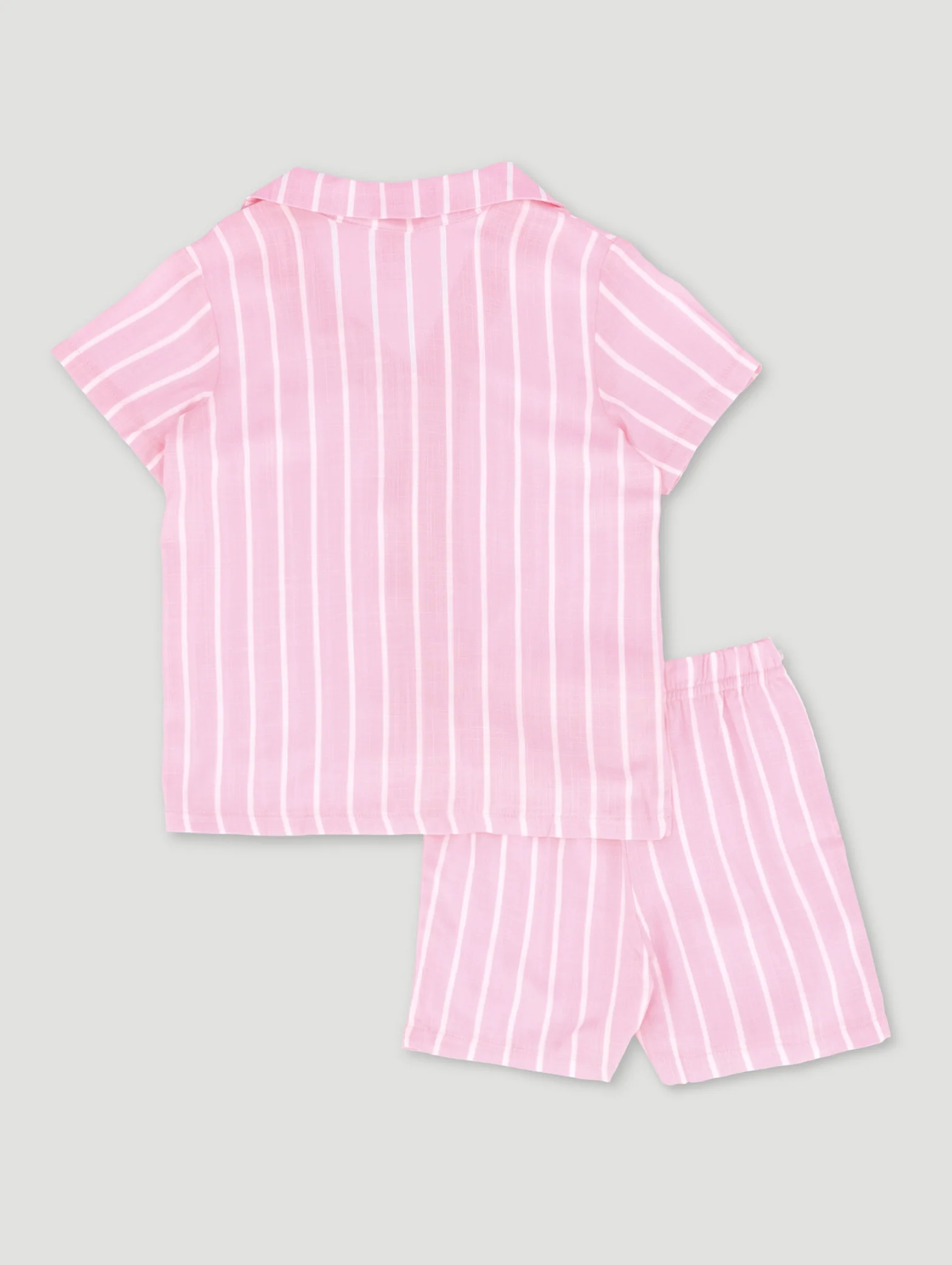 Pre-Girls Linen Stripe Sleep Set - Pink - Image 2