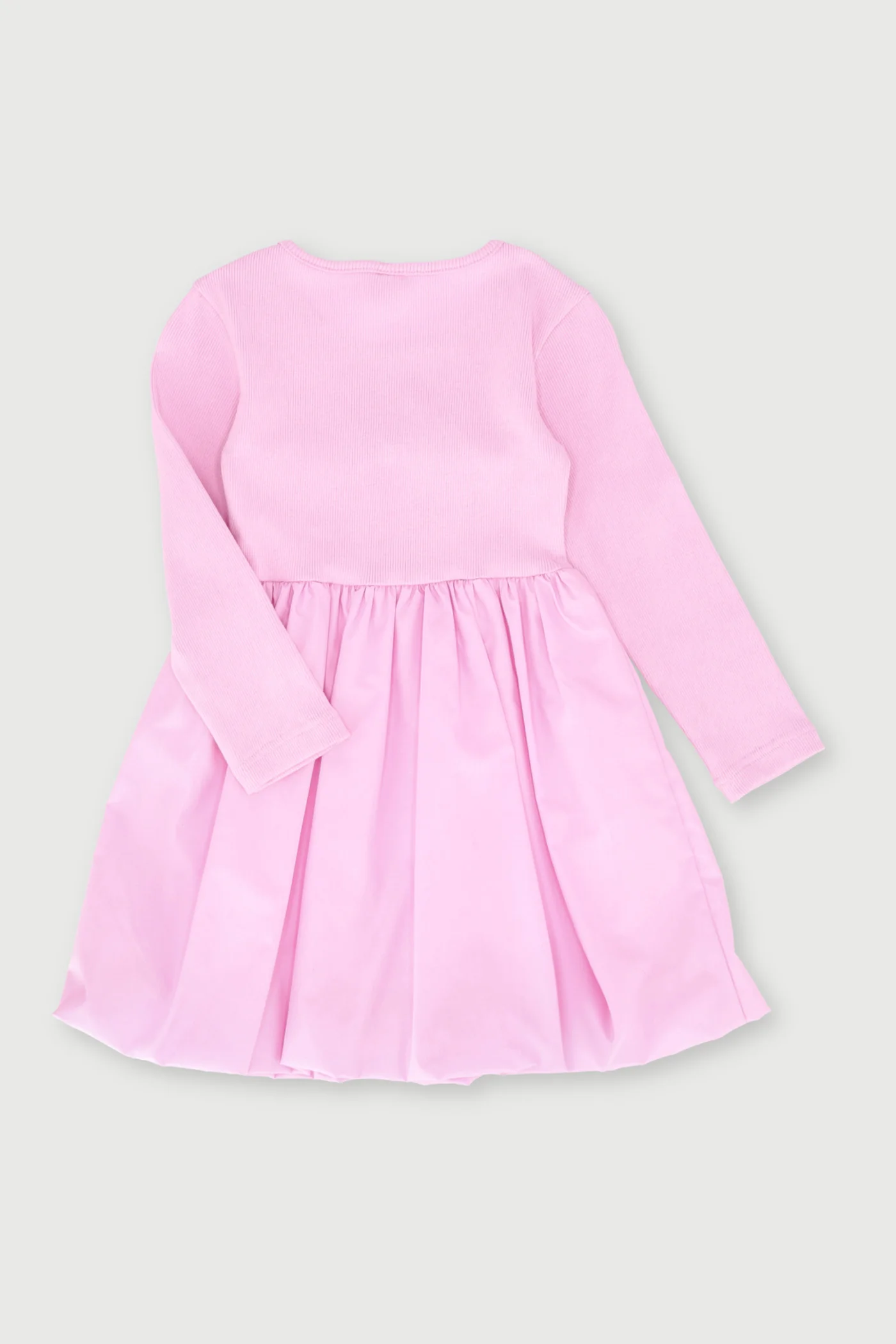 Pre-Girls Long Sleeve Bubble Bow Dress - Pink - Image 2
