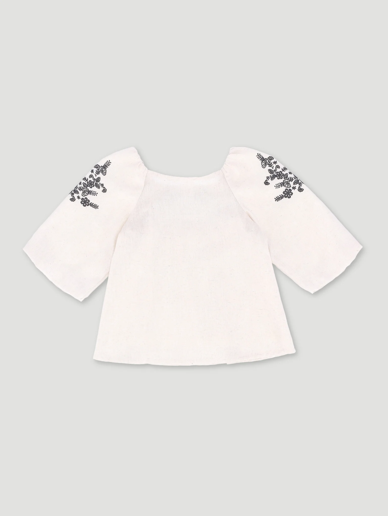 Pre-Girls Long Sleeve Linen Blouse - Stone - Image 2