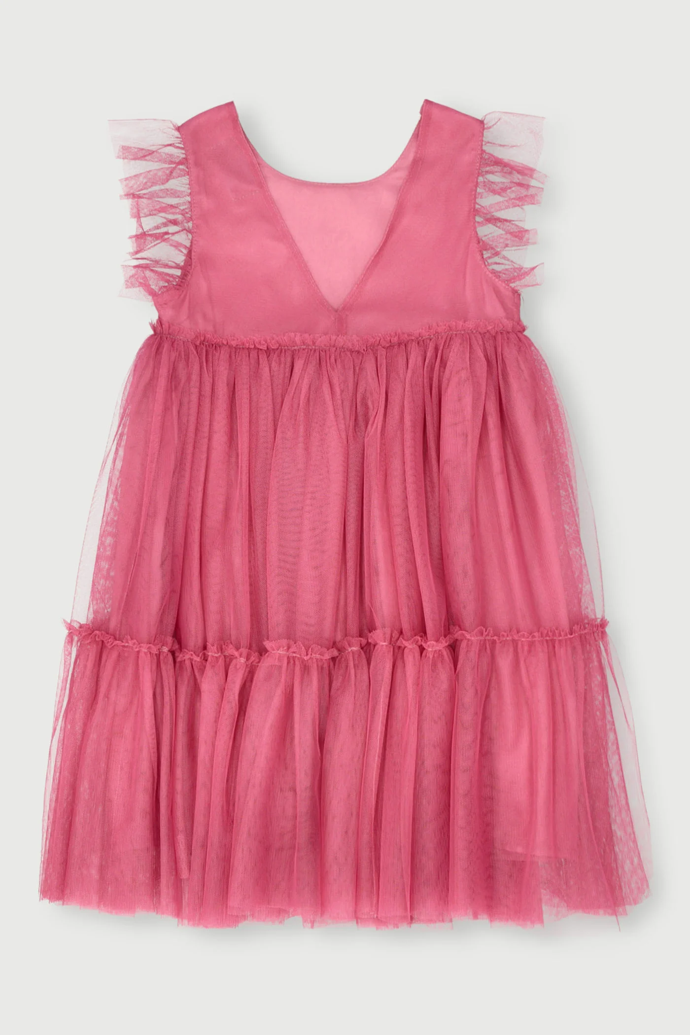 Pre-Girls Mesh Flower Dress - Mauve - Image 2