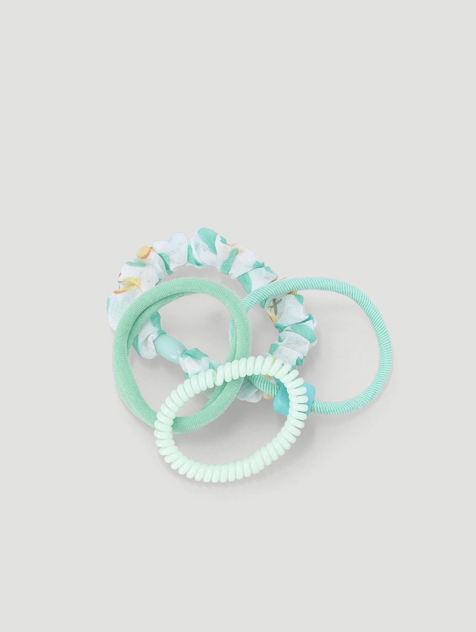 Pre-Girls Mixed Elastic And Scrunchie Pack - Green - Image 2