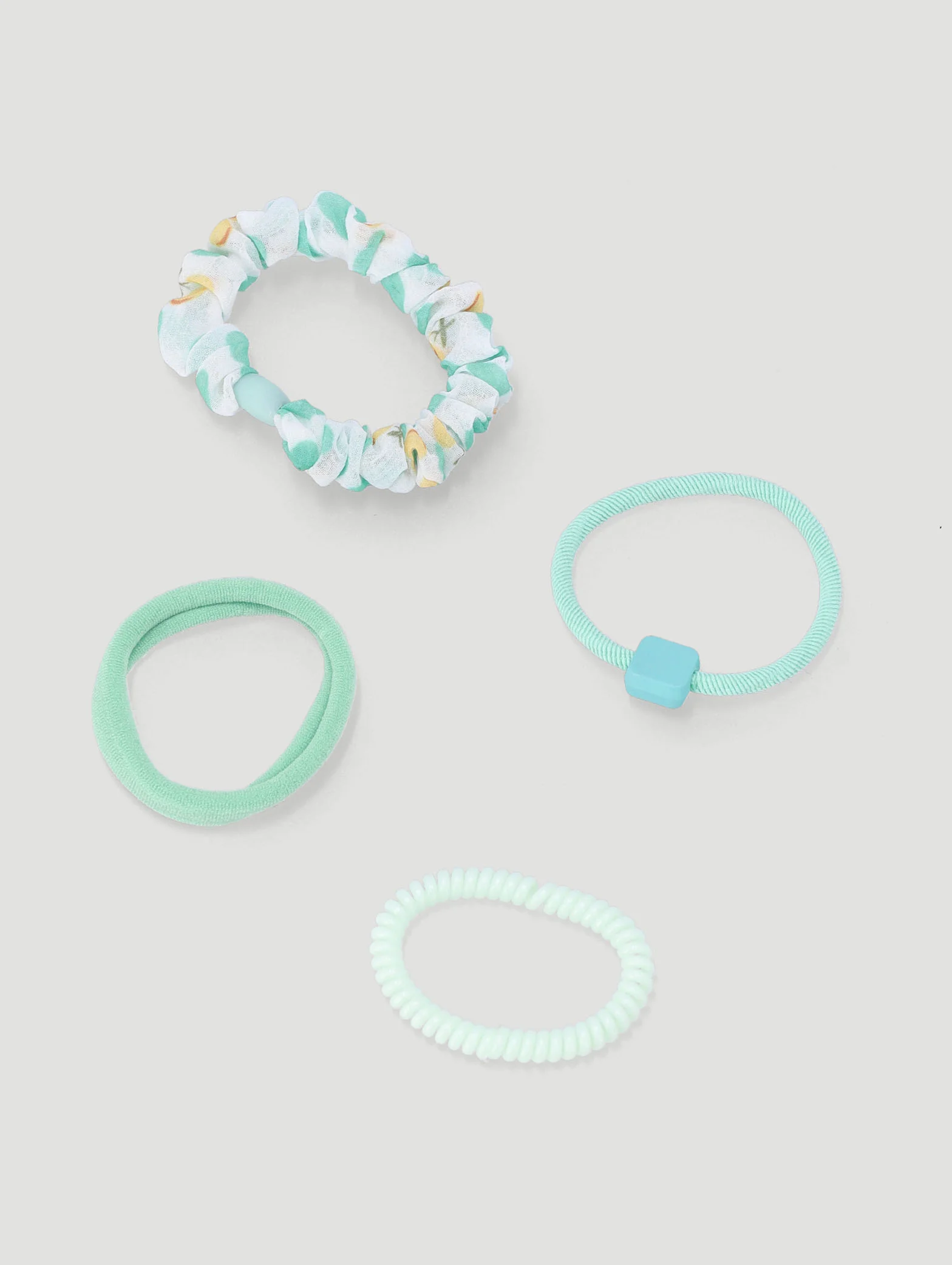 Pre-Girls Mixed Elastic And Scrunchie Pack - Green - Image 3