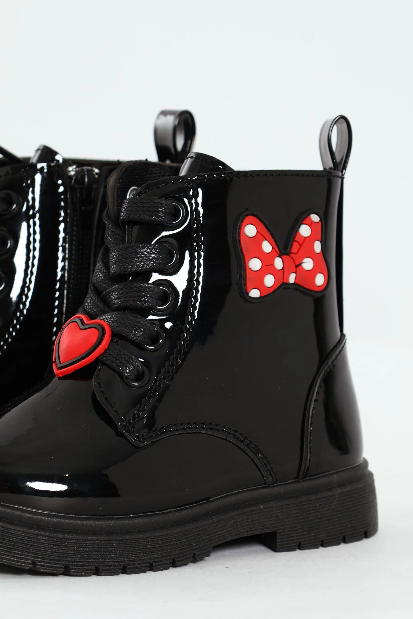 Pre-Girls Patent Bow Mlitary Boot - Black - Image 2
