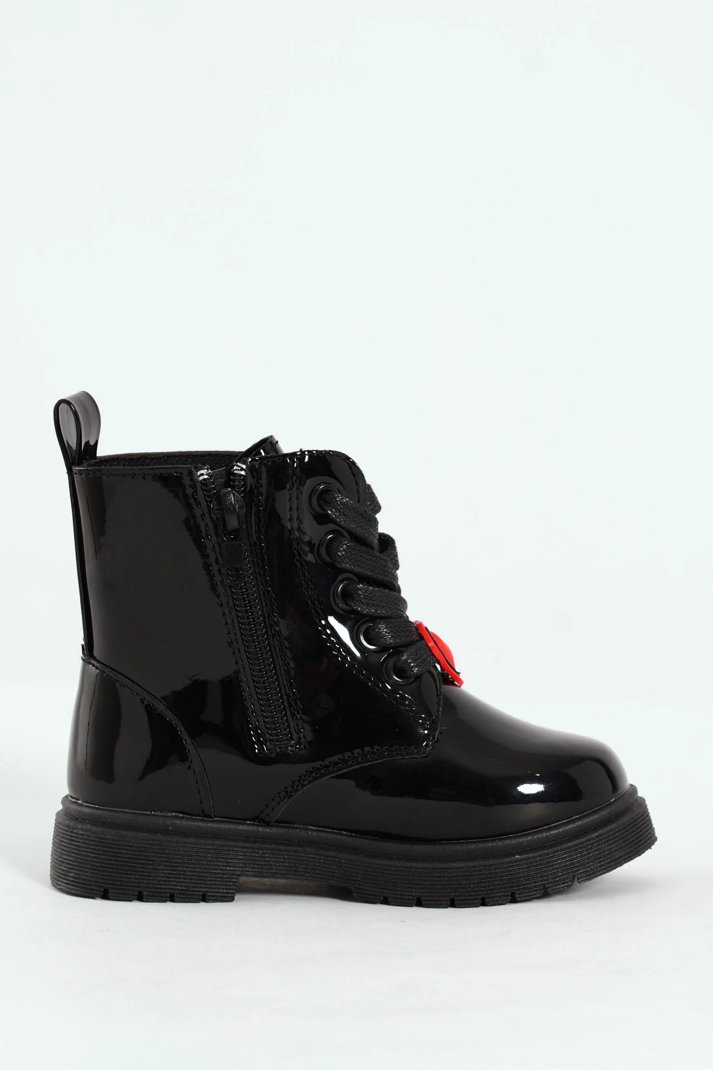 Pre-Girls Patent Bow Mlitary Boot - Black - Image 4