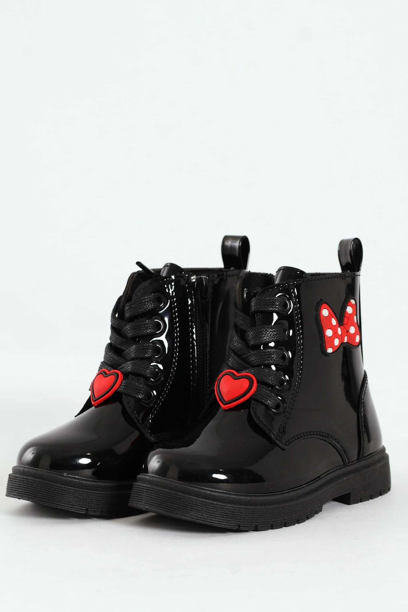 Pre-Girls Patent Bow Mlitary Boot - Black - Image 5