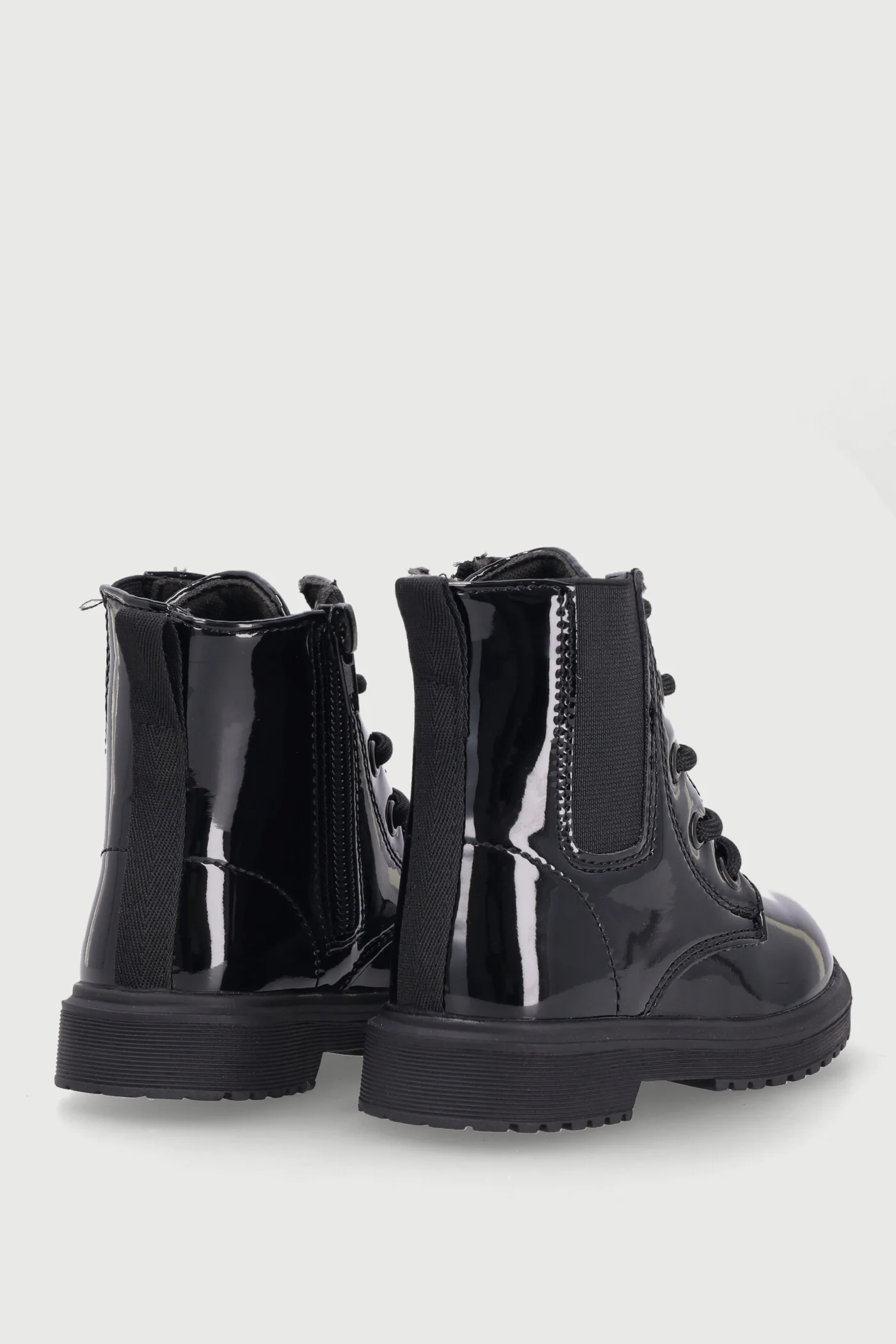 Pre-Girls Patent Military Boot - Black - Image 3