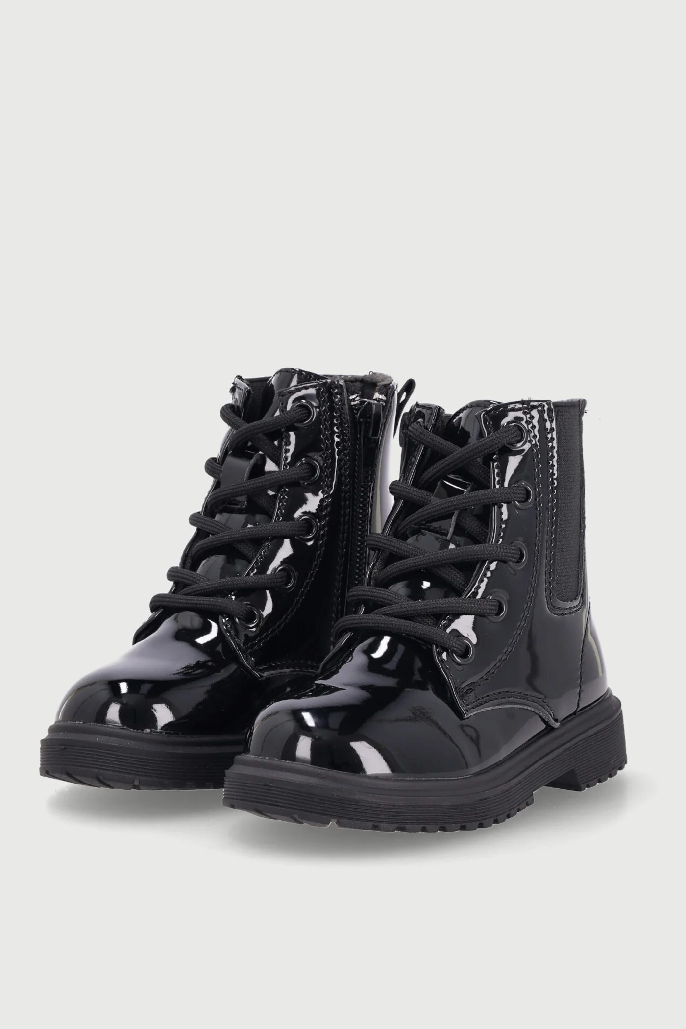 Pre-Girls Patent Military Boot - Black - Image 4
