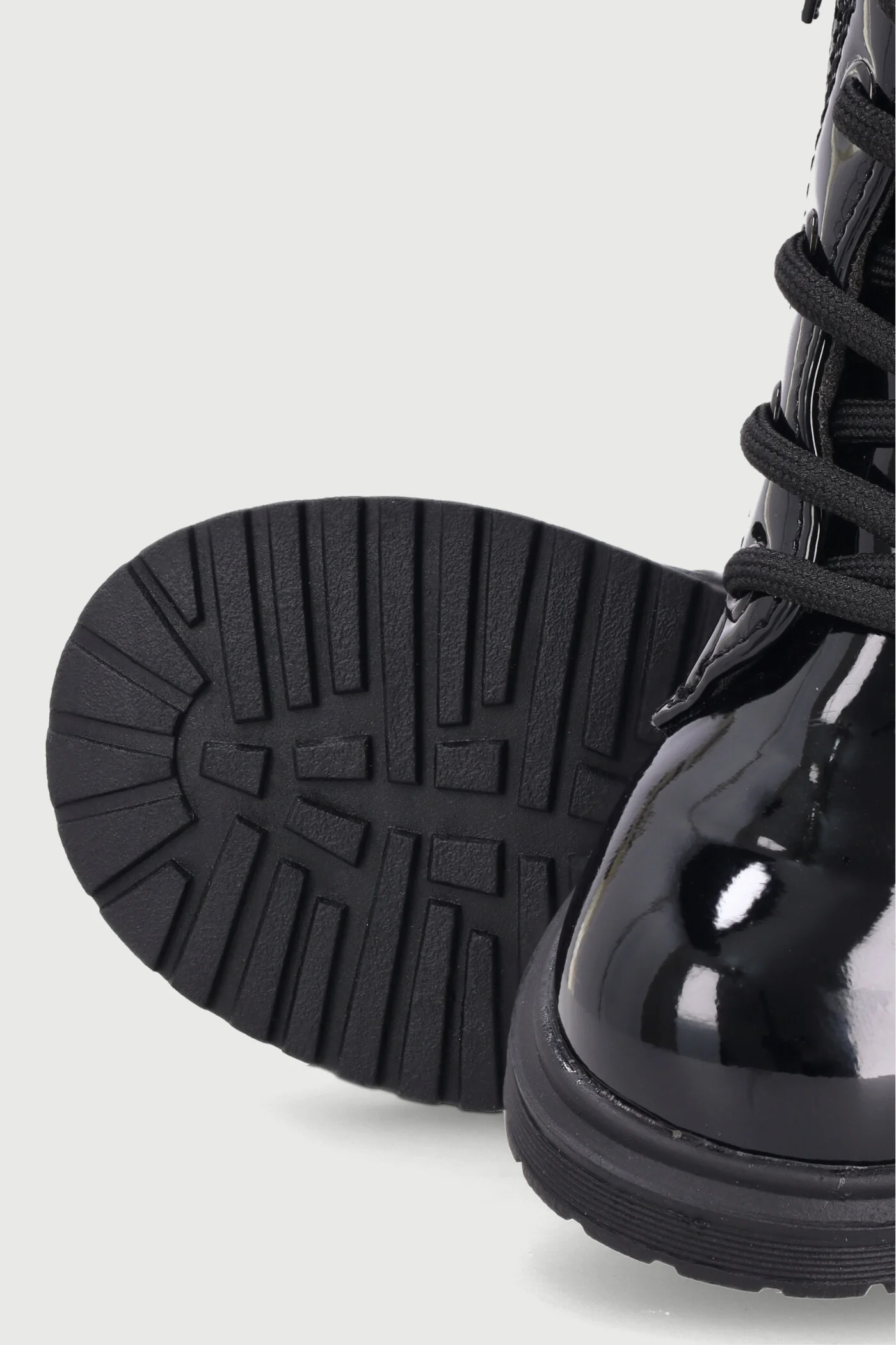 Pre-Girls Patent Military Boot - Black - Image 5