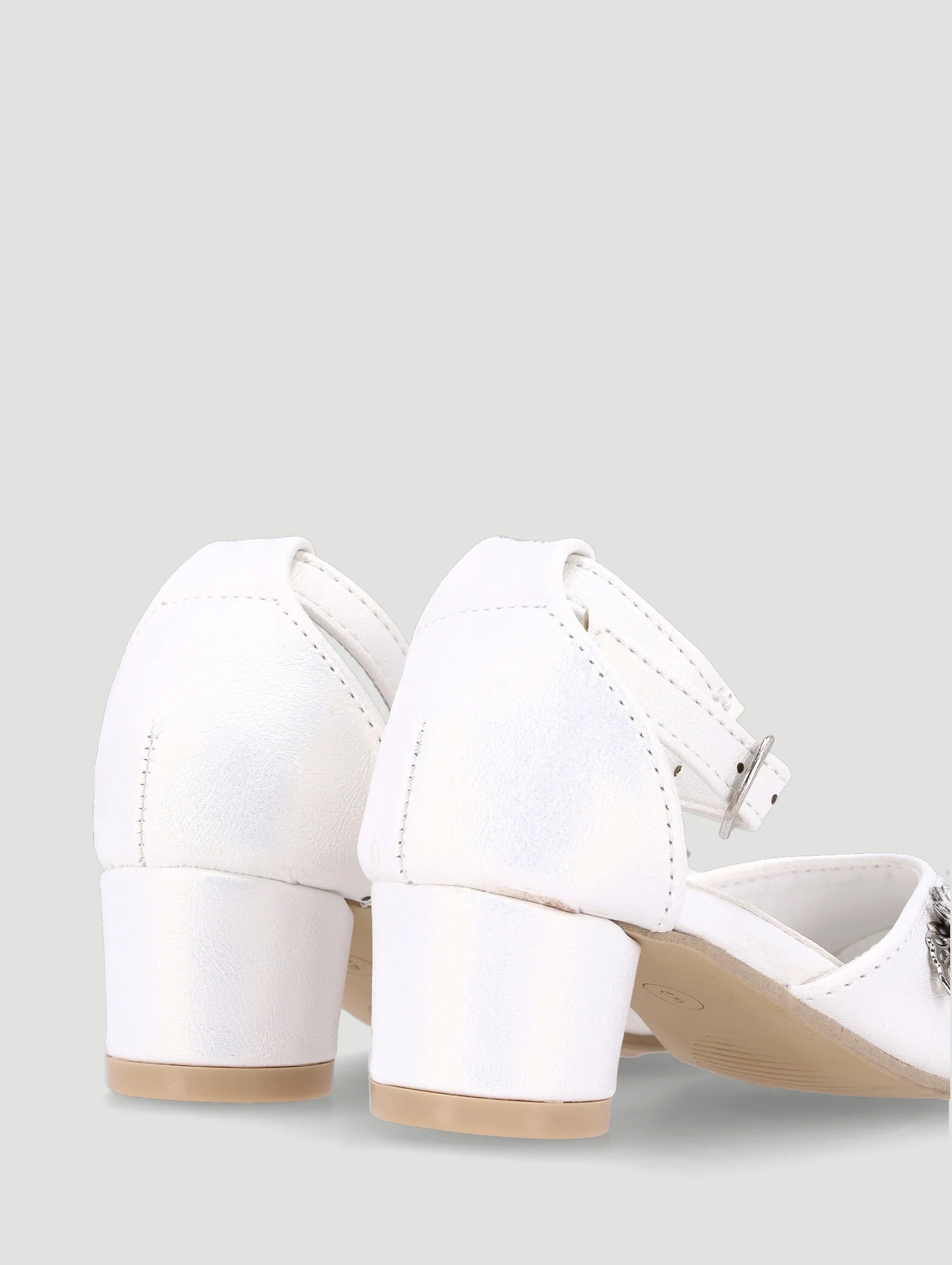 Pre-Girls Pearl Trim Heel - White - Image 3