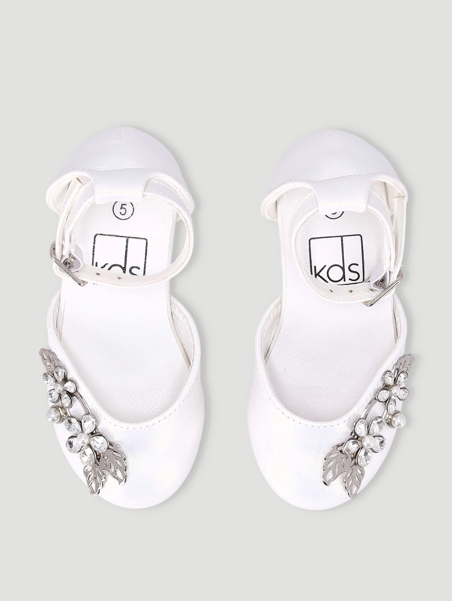 Pre-Girls Pearl Trim Heel - White - Image 4