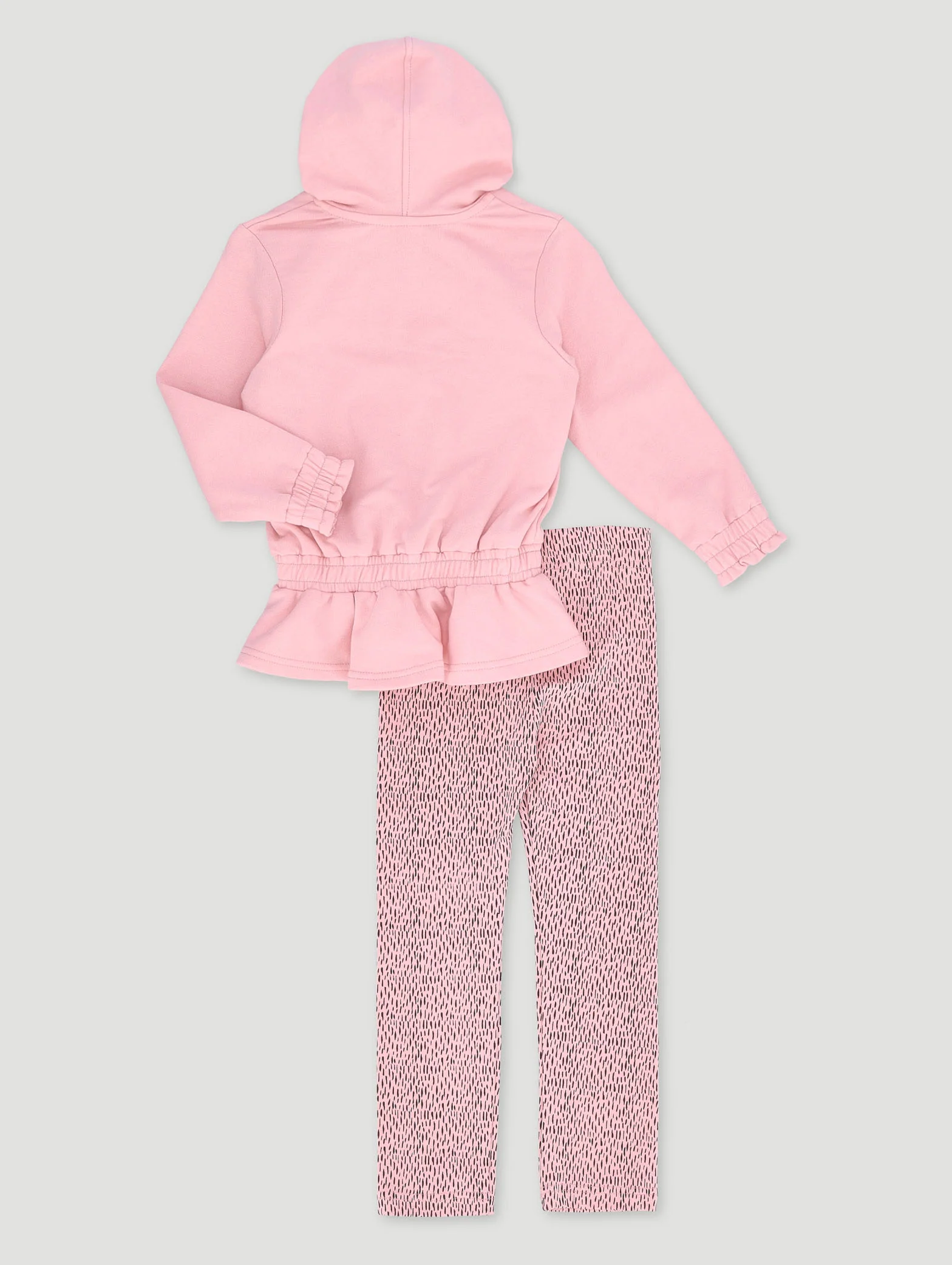 Pre-Girls Peplum Hoody & Leggings Set - Pink - Image 2