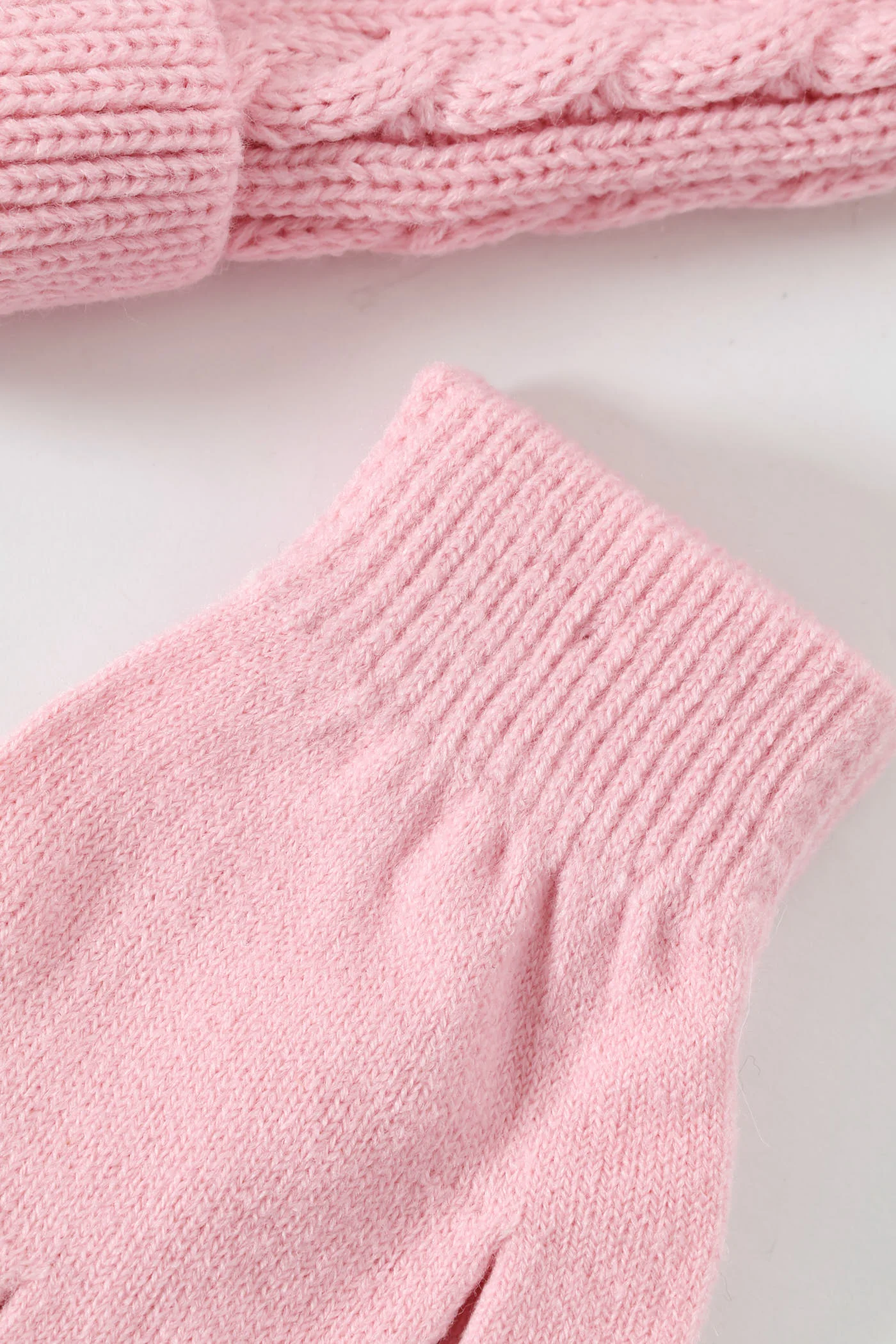 Pre-Girls Pink Cable Knit Beanie With Gloves - Pink - Image 3