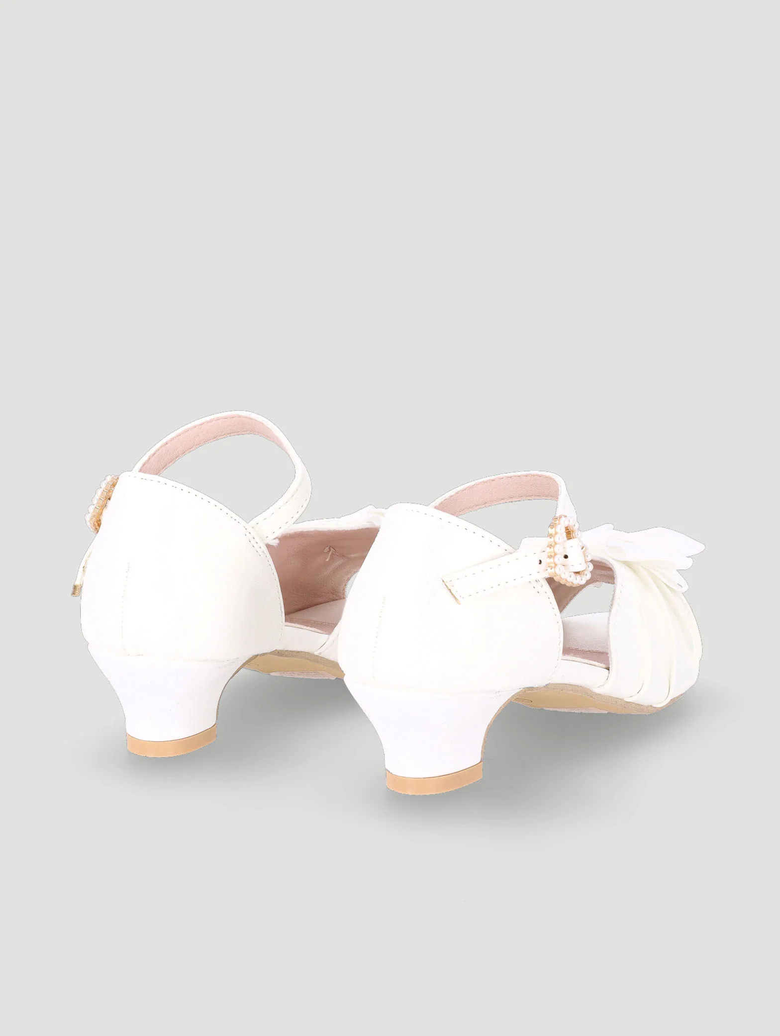 Pre-Girls Pleated Bow Heel - White - Image 5