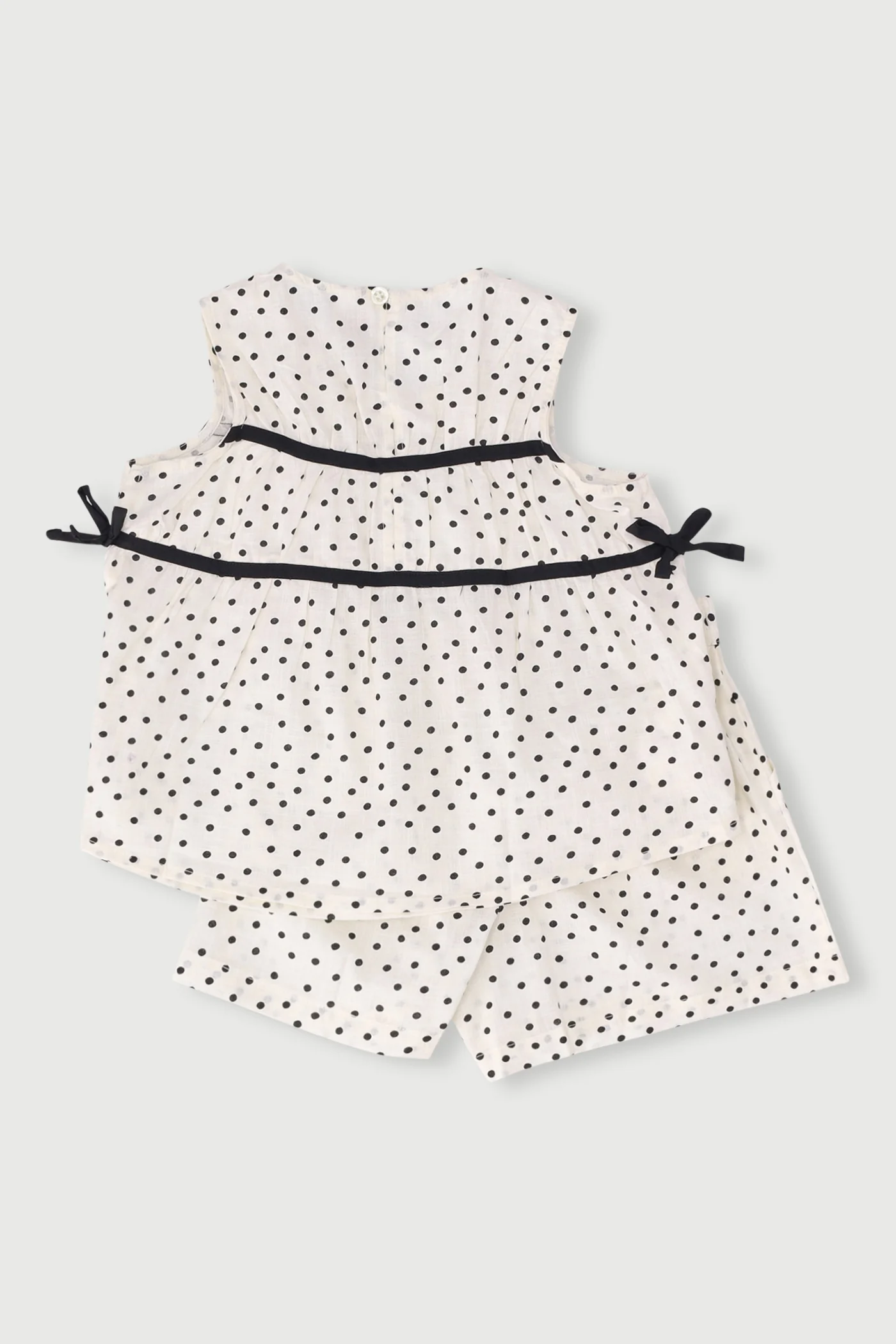Pre-Girls Polka Dot Blouse & Short Set - Stone - Image 2