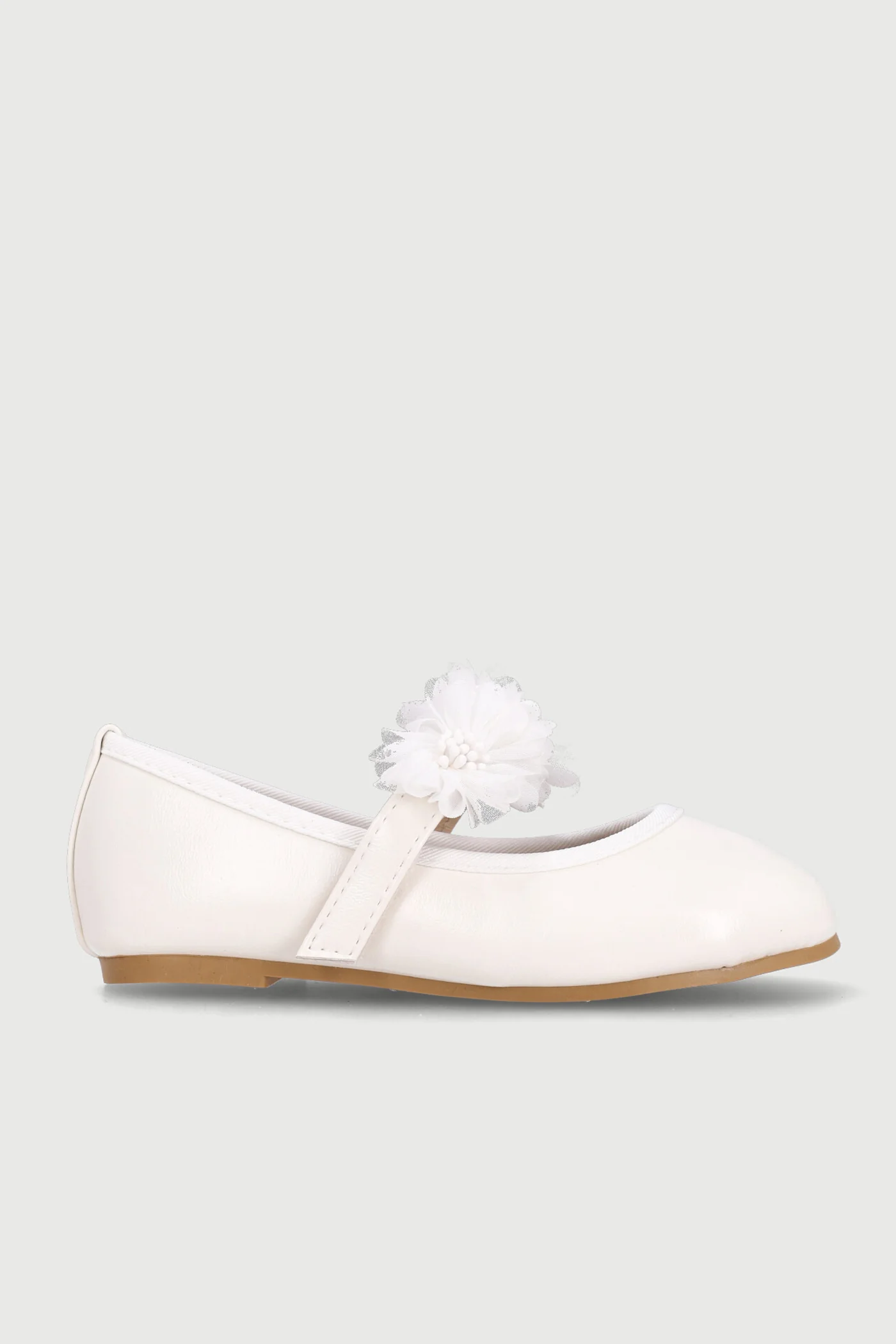 Pre-Girls Pu Flower Pump - White - Image 2