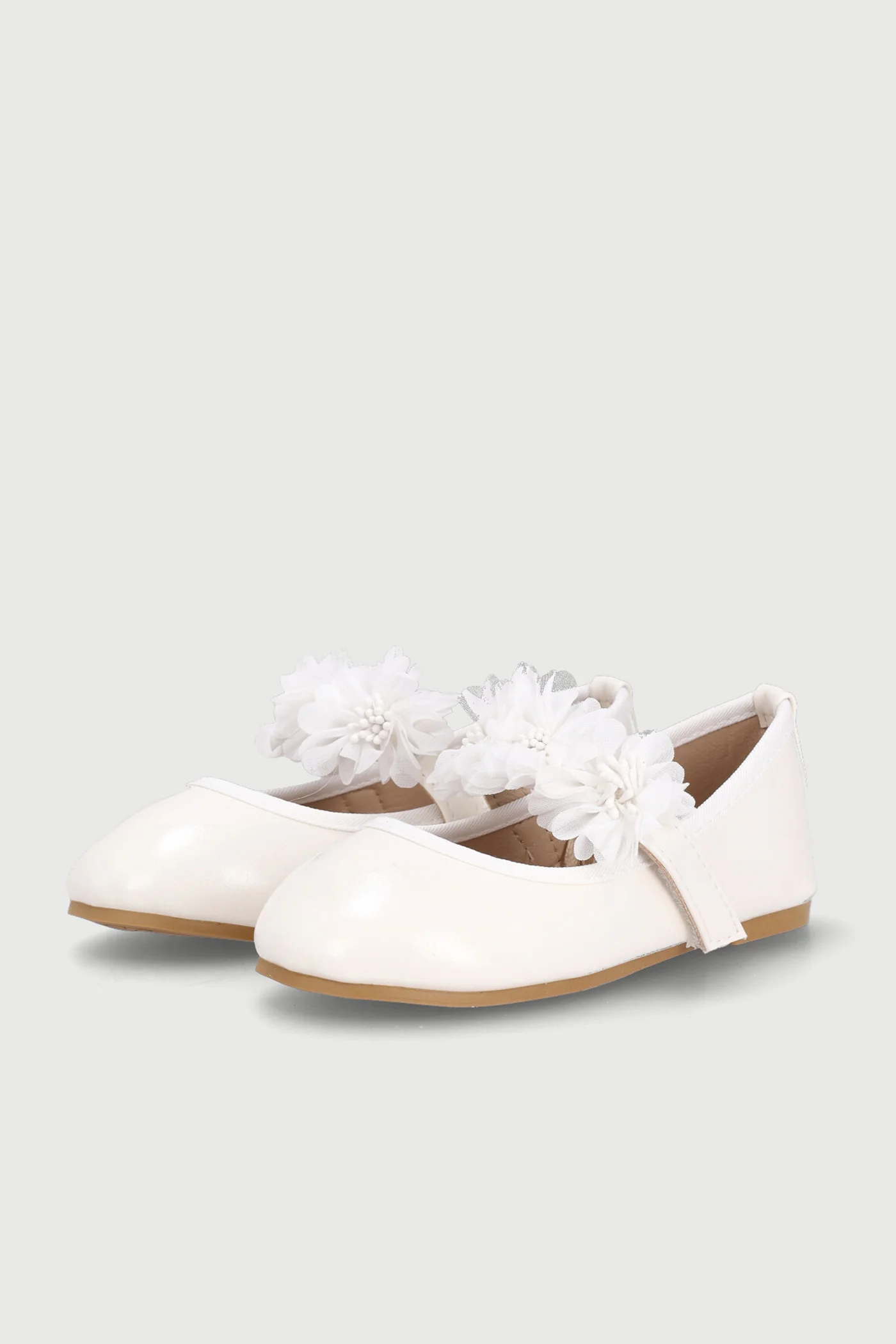 Pre-Girls Pu Flower Pump - White - Image 4