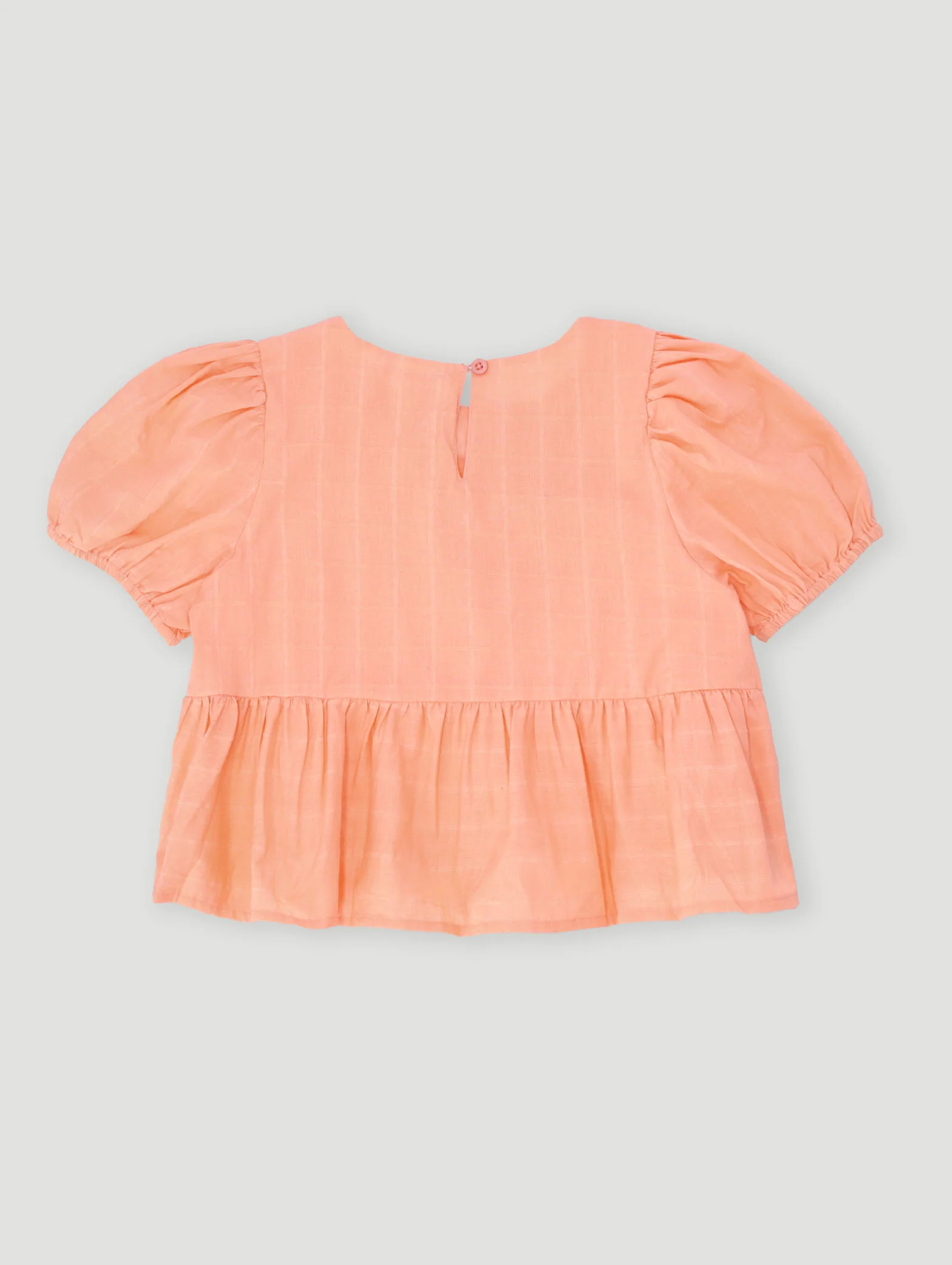 Pre-Girls Puff Sleeve Bow Top - Coral - Image 2