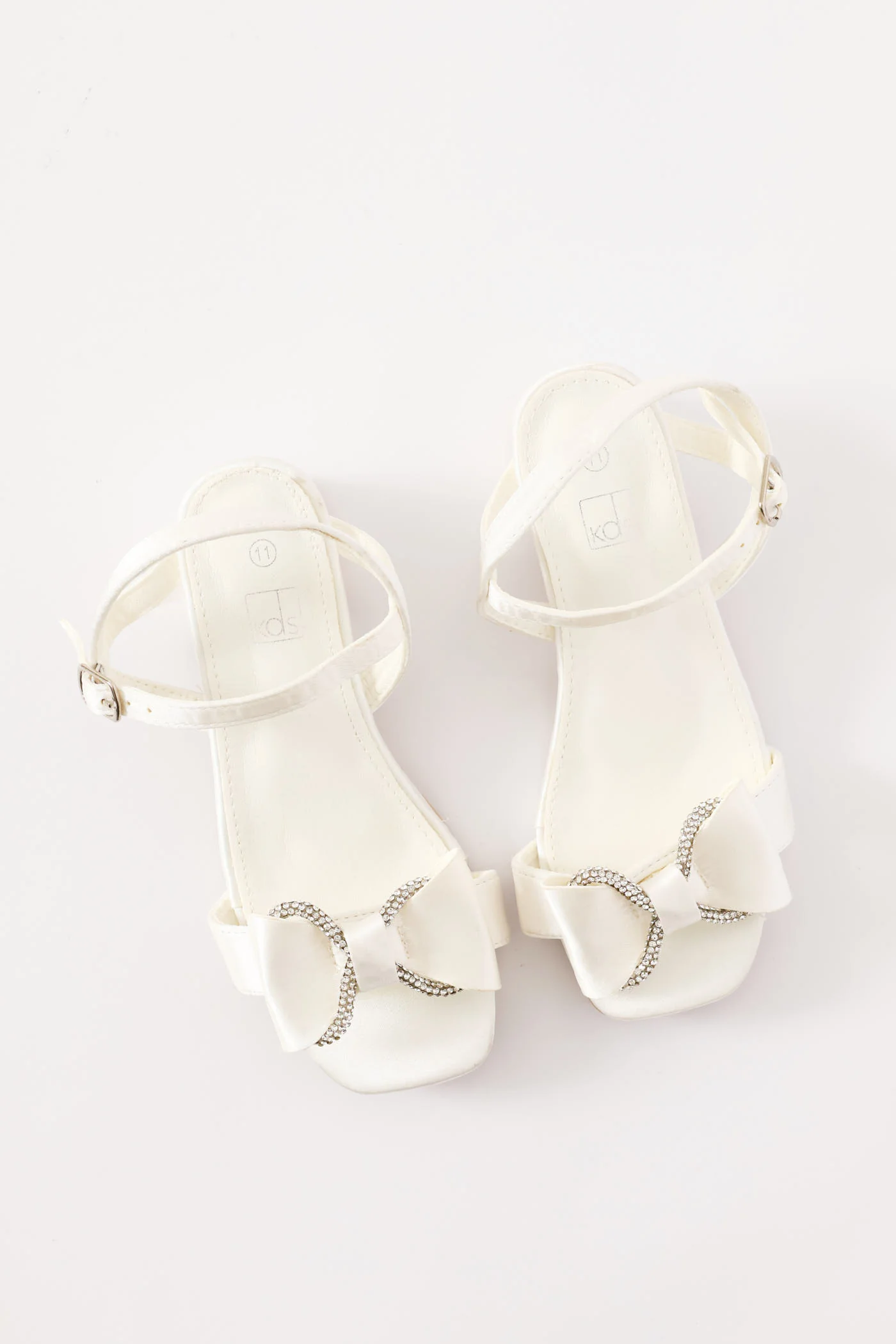 Pre-Girls Satin Diamante Occasion Sandal - White - Image 2
