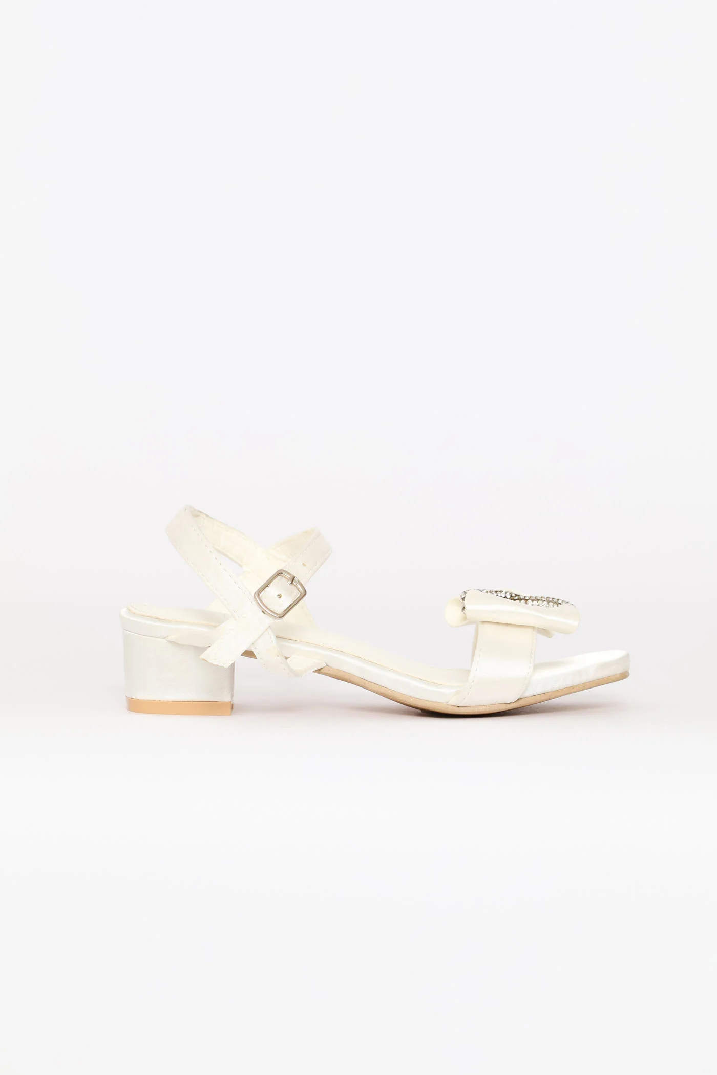 Pre-Girls Satin Diamante Occasion Sandal - White - Image 3