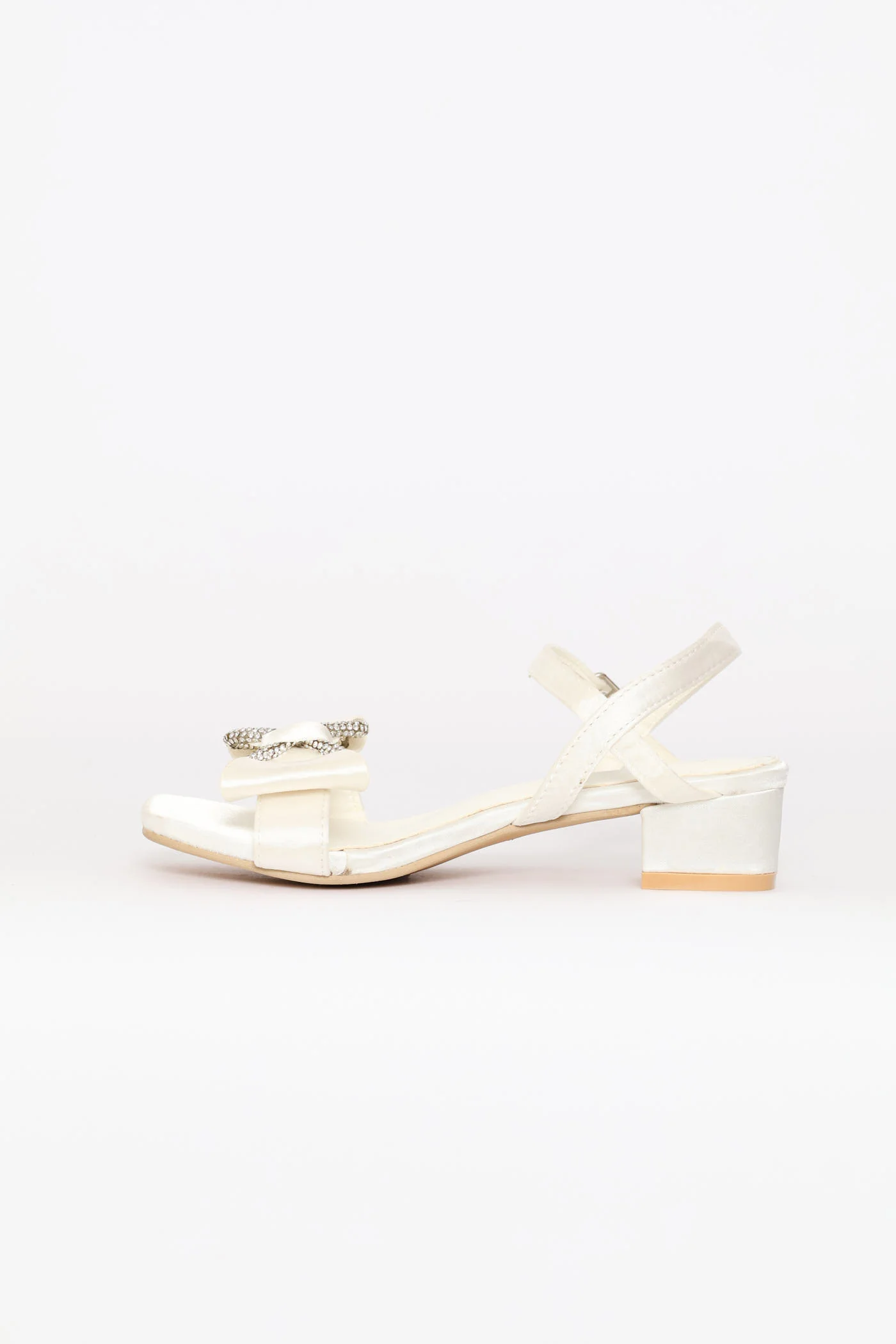 Pre-Girls Satin Diamante Occasion Sandal - White - Image 4