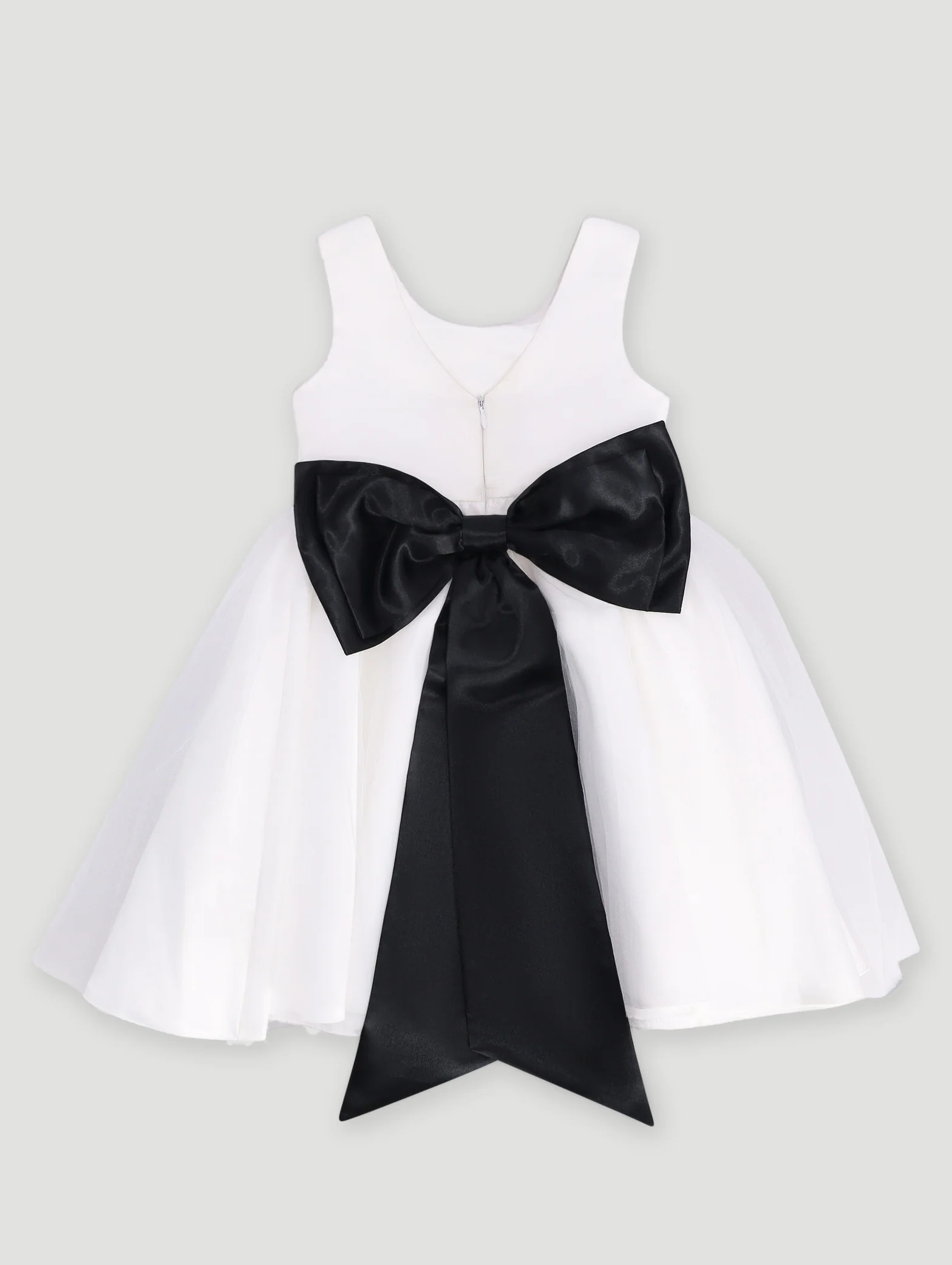 Pre- Girls Satin Graduation Dress - White - Image 2