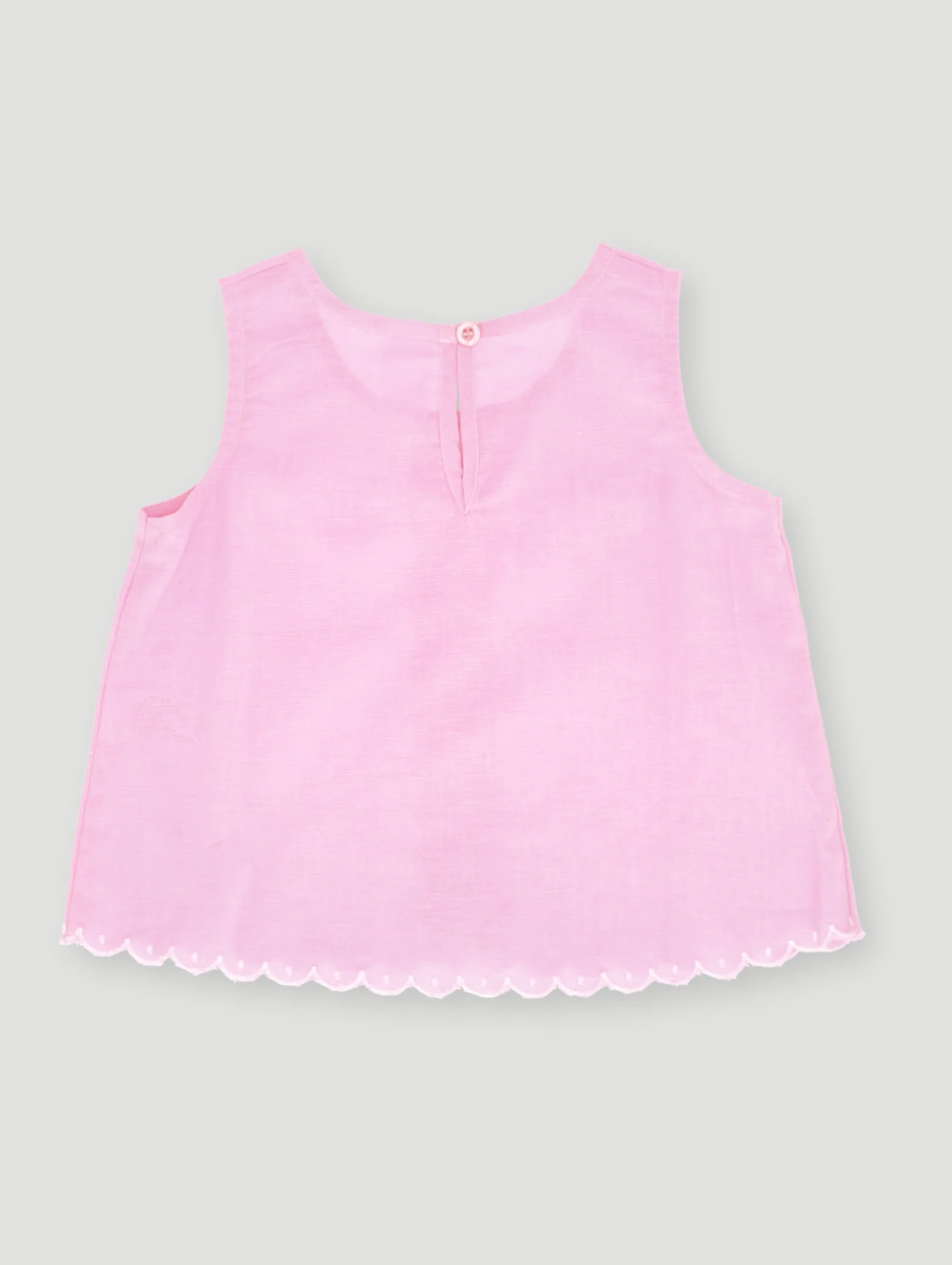Pre- Girls Scalloped Edge Blouse - Pink - Image 2