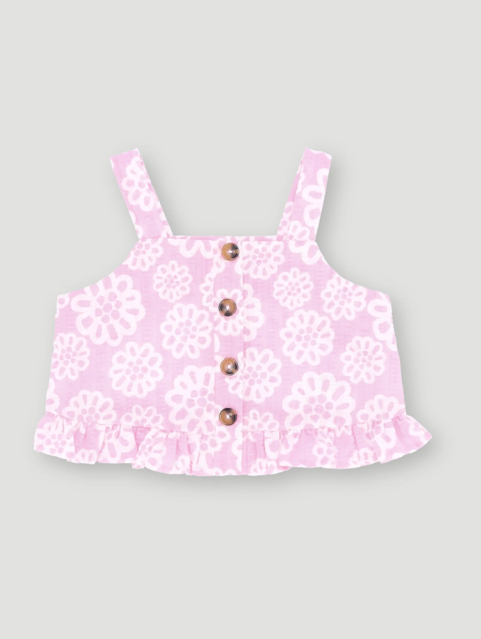 Pre-Girls Seersucker Strappy Blouse - Pink - Image 2