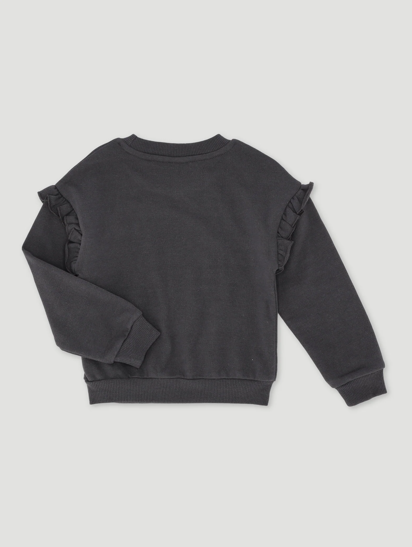 Pre-Girls Shoulder Frill Ballet Tracktop - Charcoal - Image 2